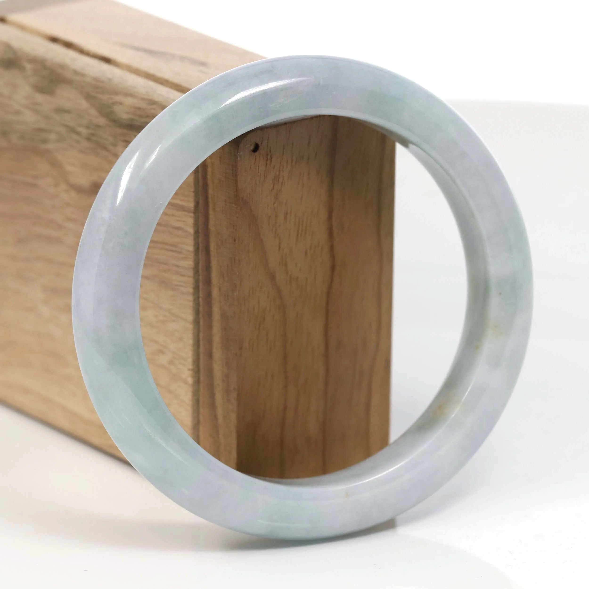 Natural Lavender-Green Jadeite Jade Bangle Bracelet ( 60.70 mm) #T059