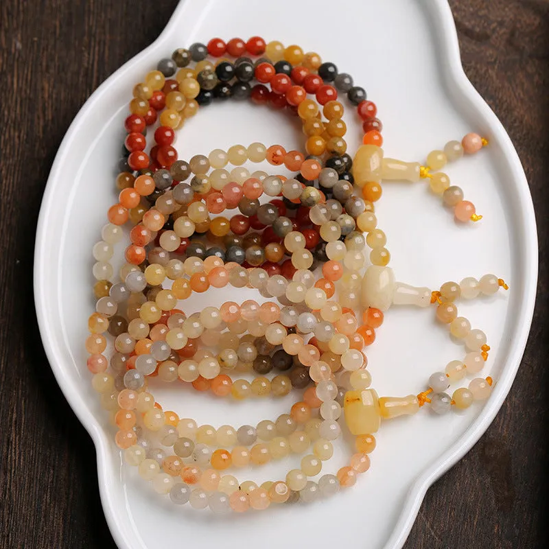 Natural Xinjiang Golden Silk Jade 108 Beads Bracelet