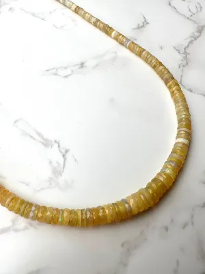 Natural Yellow Faceted Heishi Opal Necklace