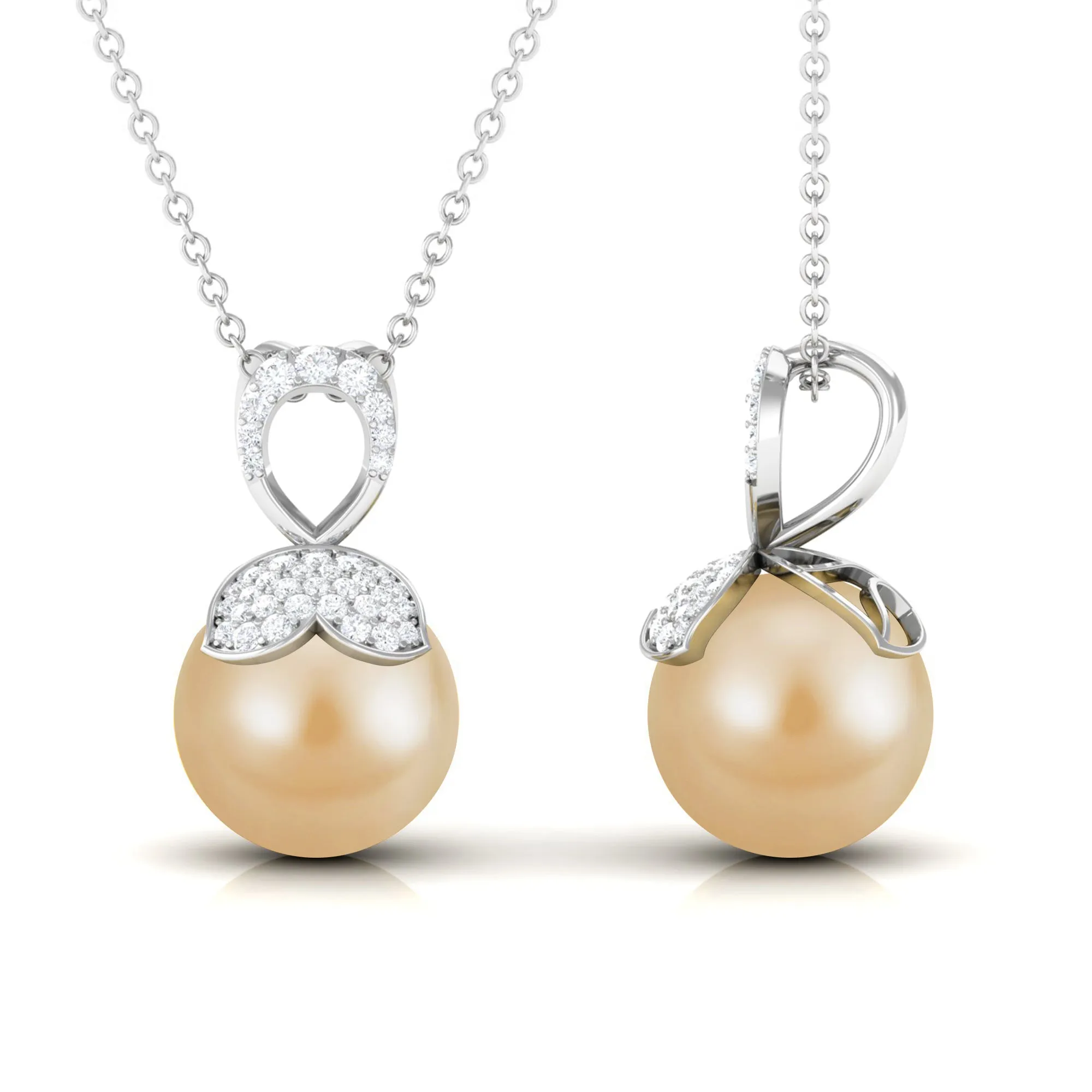Nature Inspired South Sea Pearl and Diamond Drop Necklace