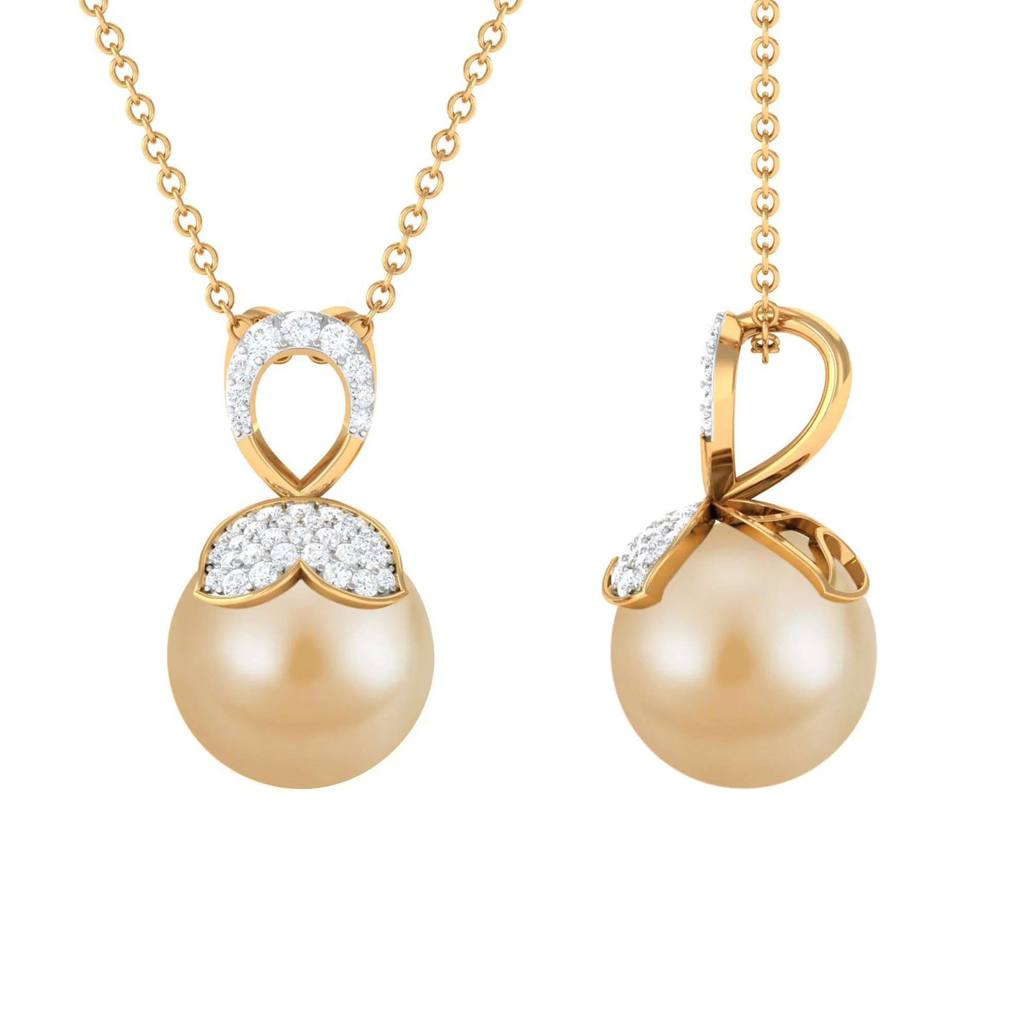 Nature Inspired South Sea Pearl and Diamond Drop Necklace