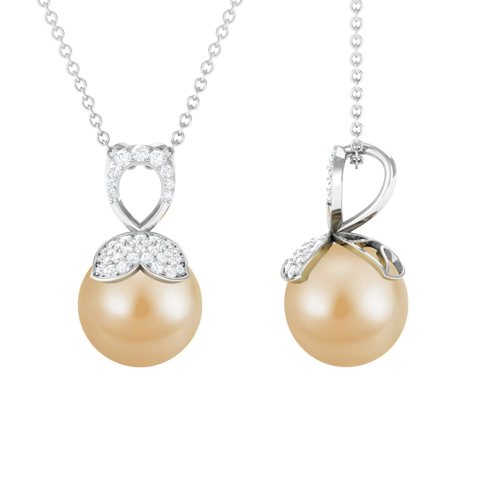 Nature Inspired South Sea Pearl and Diamond Drop Necklace