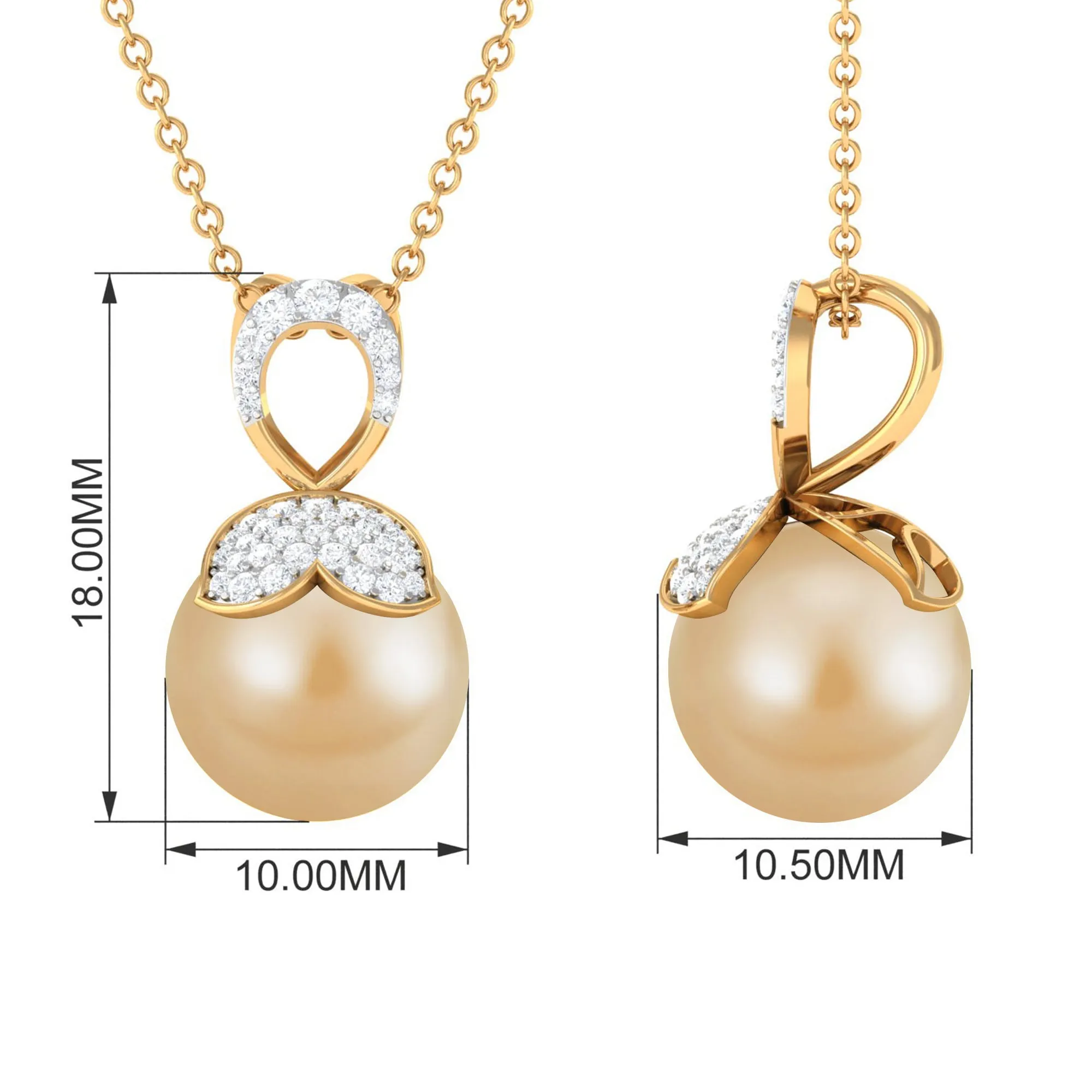 Nature Inspired South Sea Pearl and Diamond Drop Necklace