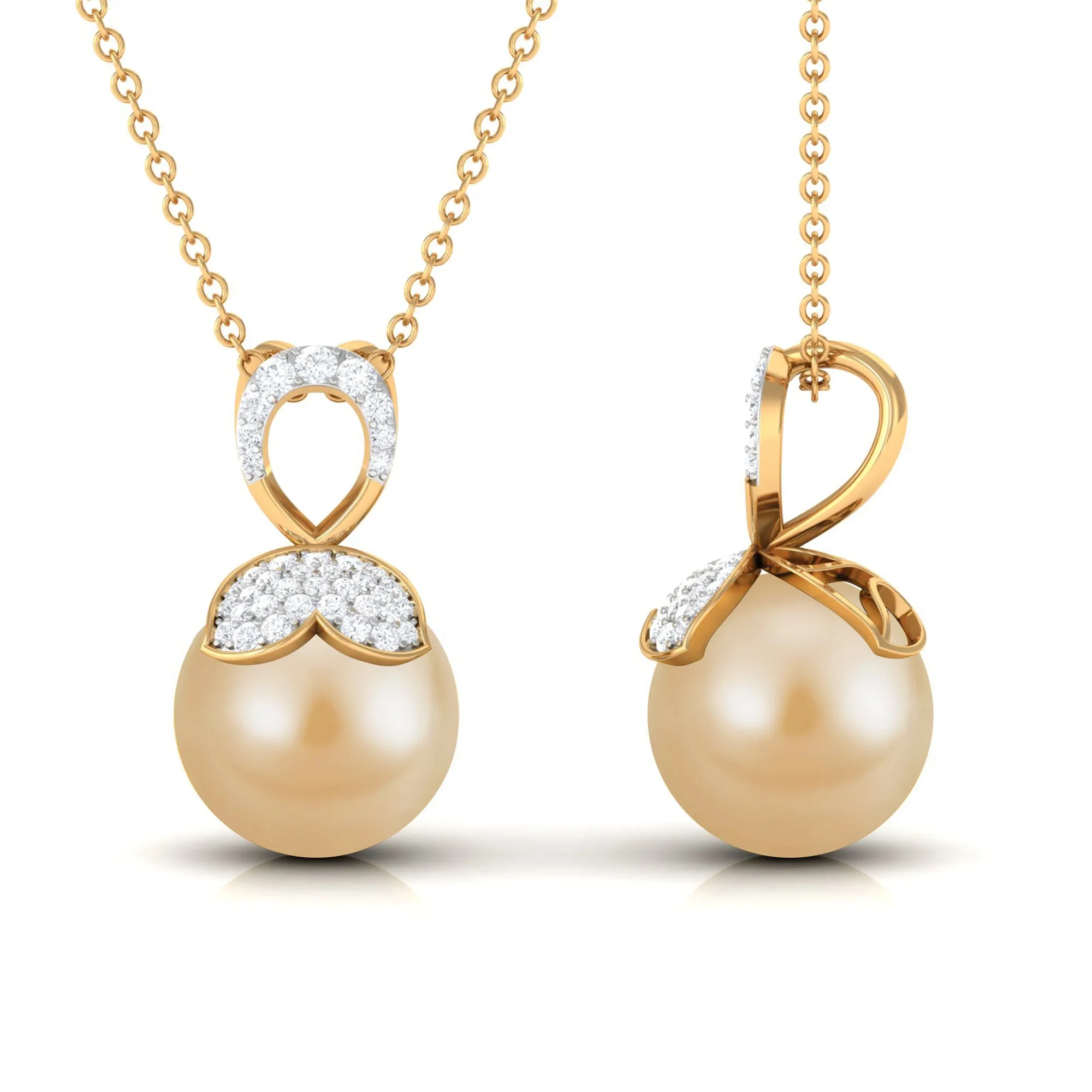Nature Inspired South Sea Pearl and Diamond Drop Necklace