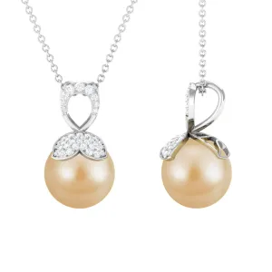 Nature Inspired South Sea Pearl and Diamond Drop Necklace