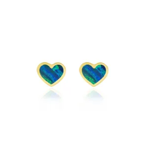 Opal Inlay Heart Studs