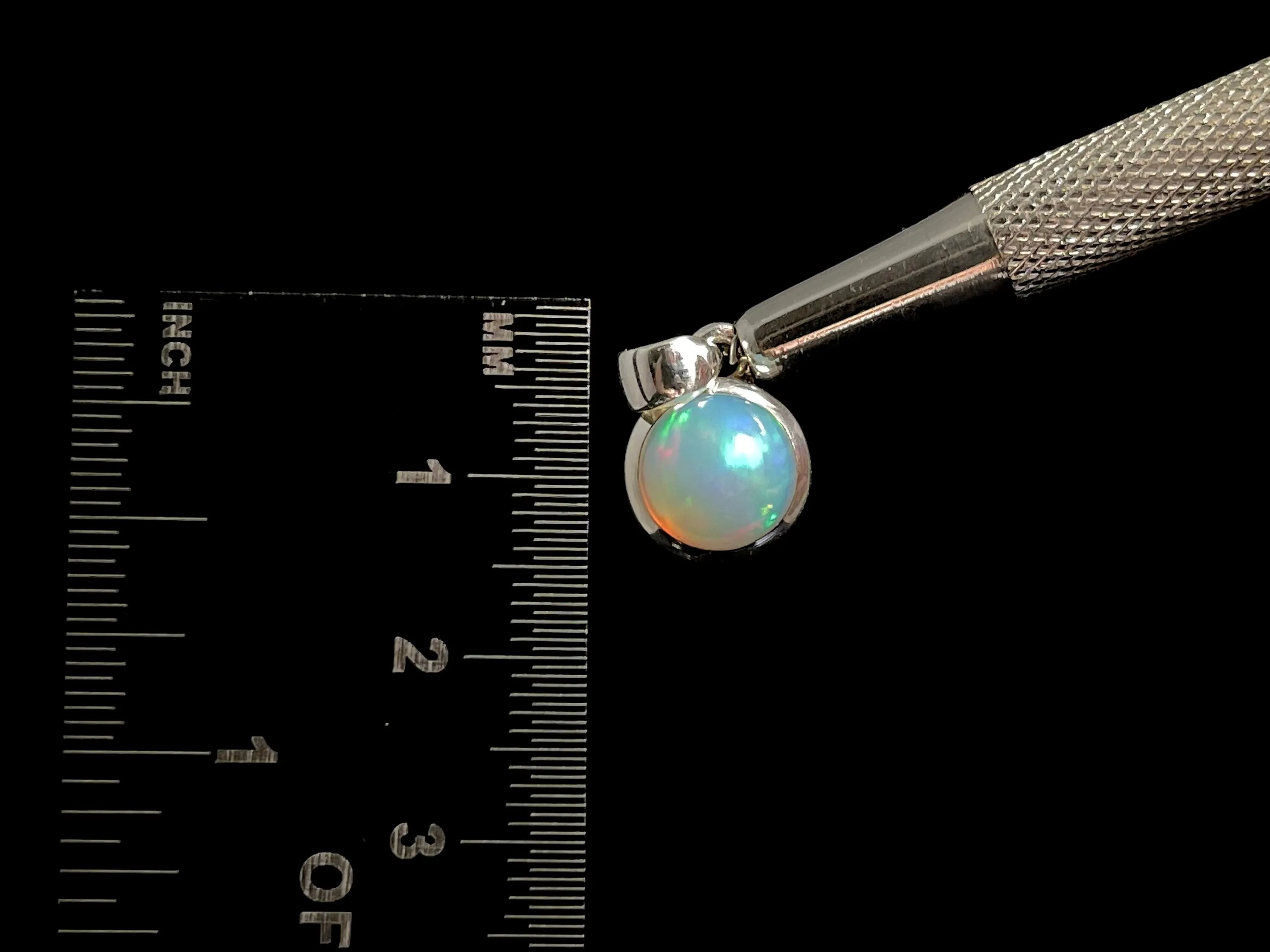 OPAL Pendant - Sterling Silver, 9mm Round Cabochon - Opal Necklace, Birthstone Necklace, Opal Jewelry, Welo Opal, 49030