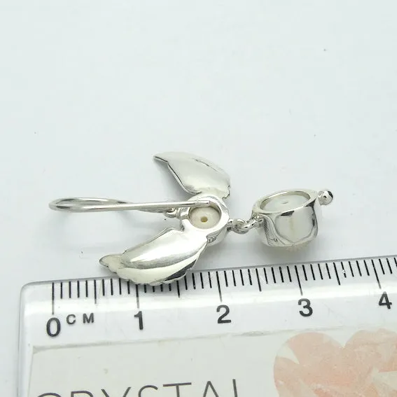Pearl Earrings, Angel Wings, 925 Silver, kt1