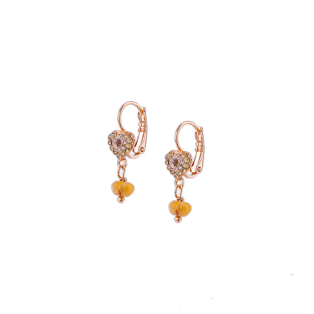 Petite Heart Dangle Leverback Earrings in "Chai" *Preorder*