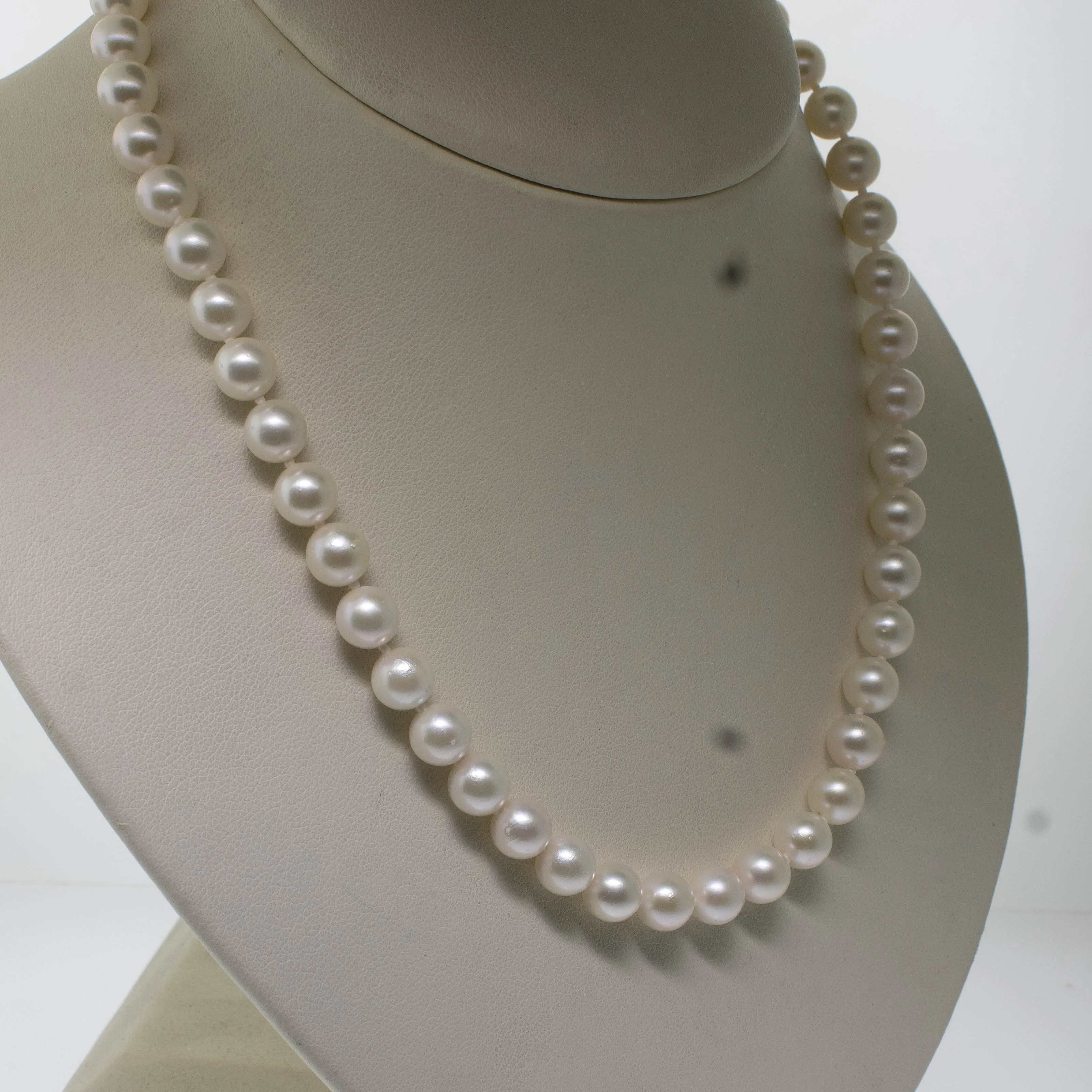 Pre-Owned 24” Knotted Akoya Cultured Pearl Necklace, 7-7.5mm, 14K Gold Clasp