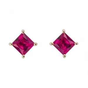 Princess cut created ruby Earrings GE2446R