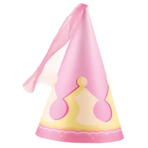 Prinzessinnen Party-Hütchen mit Schleier, 4er Pack