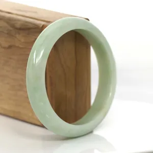 "Princess Half Round" Yellow - Green Genuine Burmese Jadeite Jade Bangle Bracelet (58.49 mm) #720