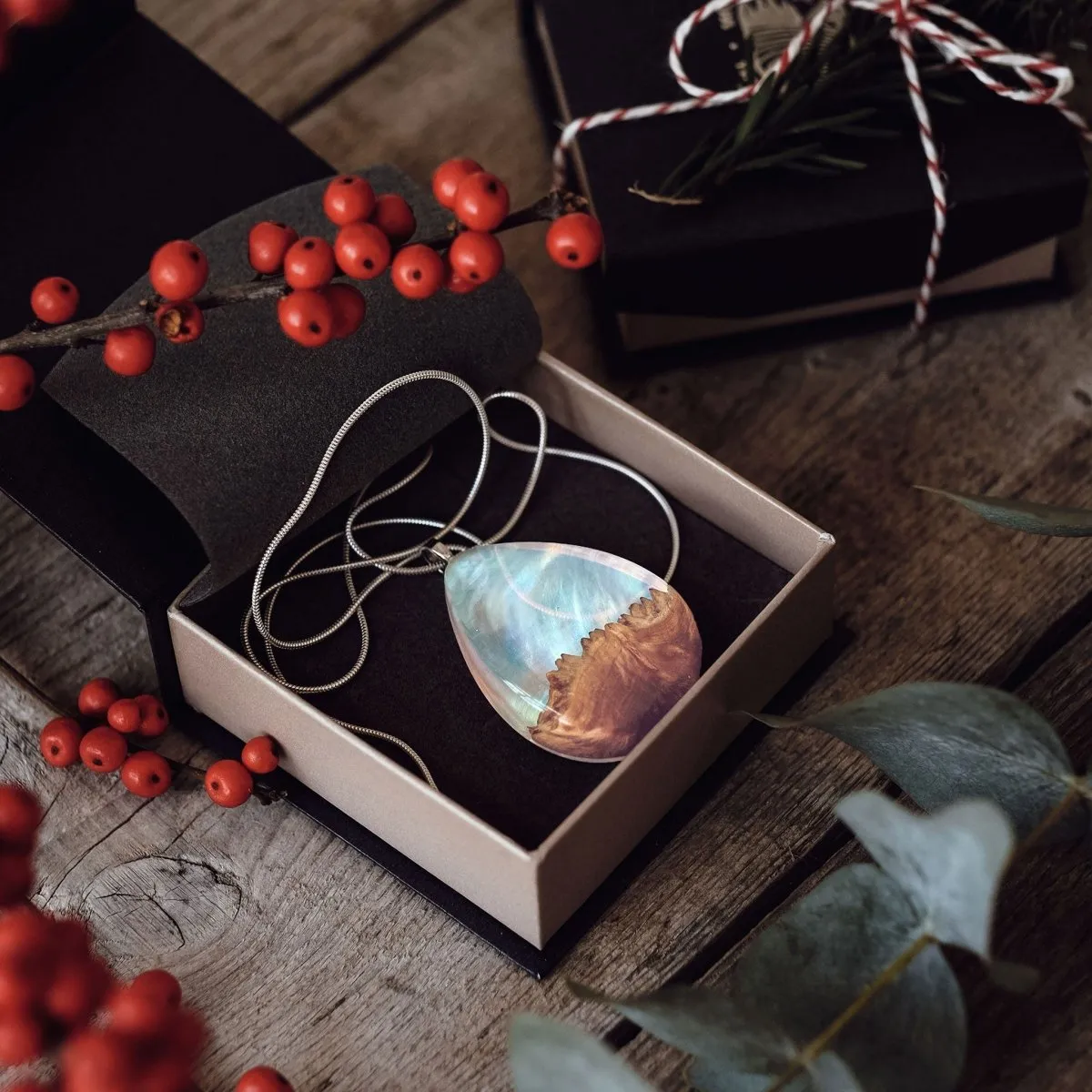 Rainbow Sky | opal pendant [teardrop]