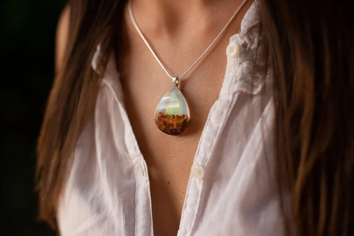 Rainbow Sky | opal pendant [teardrop]