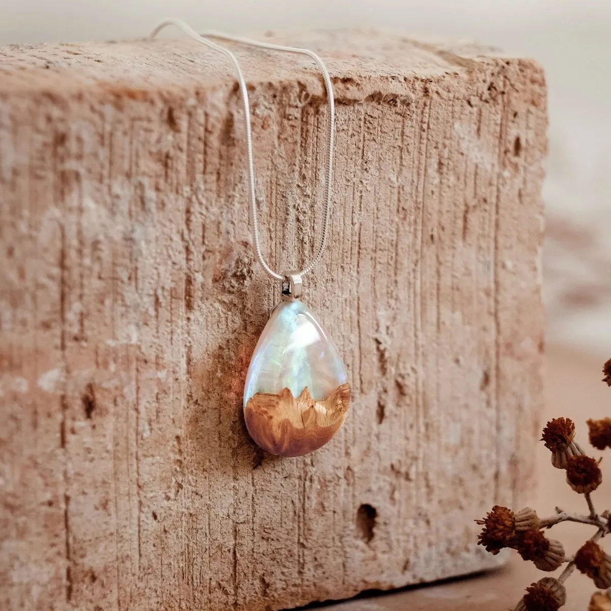 Rainbow Sky | opal pendant [teardrop]