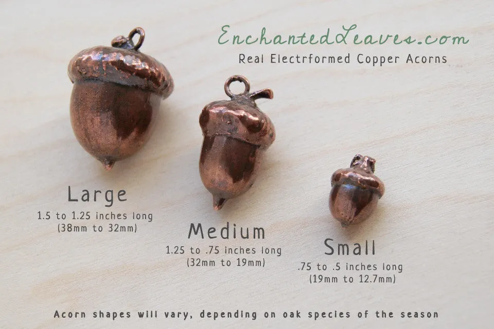 Real Acorn and Oak Leaf Lariat | Copper Electroformed Leaf & Acorn Necklace | Fall Nature Jewelry