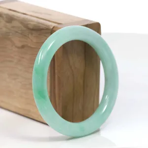 RealJade® Classic Bangle Genuine Burmese Apple Green Jadeite Jade Bangle Bracelet (52.59mm) #T048