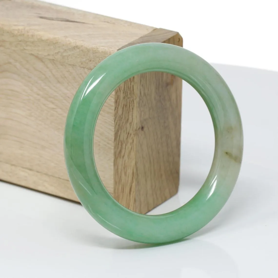 RealJade® Classic Bangle Genuine Burmese Green Jadeite Jade Bangle Bracelet ( 53.1 mm) #316