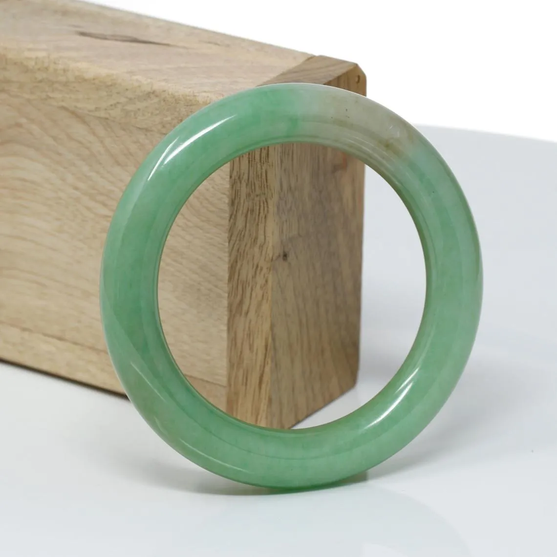 RealJade® Classic Bangle Genuine Burmese Green Jadeite Jade Bangle Bracelet ( 53.1 mm) #316