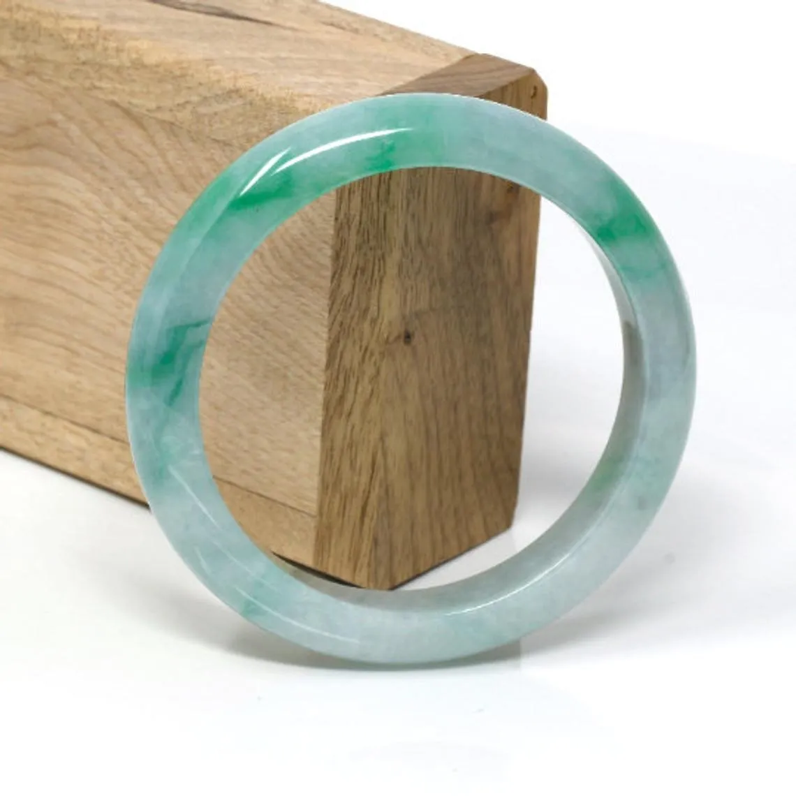 RealJade® Classic Bangle Genuine Burmese Green Jadeite Jade Bangle Bracelet ( 58.8 mm ) #68
