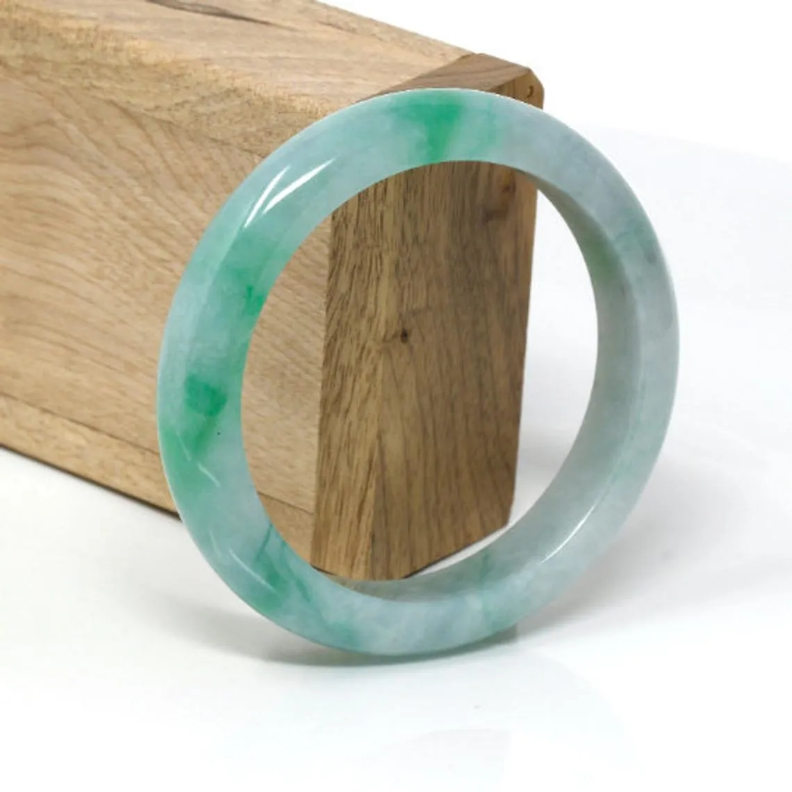 RealJade® Classic Bangle Genuine Burmese Green Jadeite Jade Bangle Bracelet ( 58.8 mm ) #68