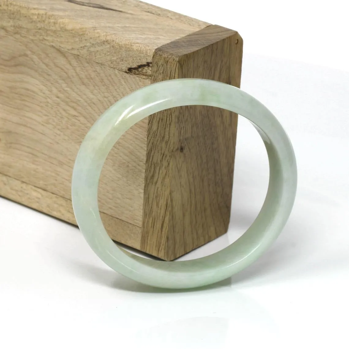 RealJade® Classic Bangle Genuine Burmese Jadeite Jade Oval Bangle Bracelet ( 57.5 mm )#9