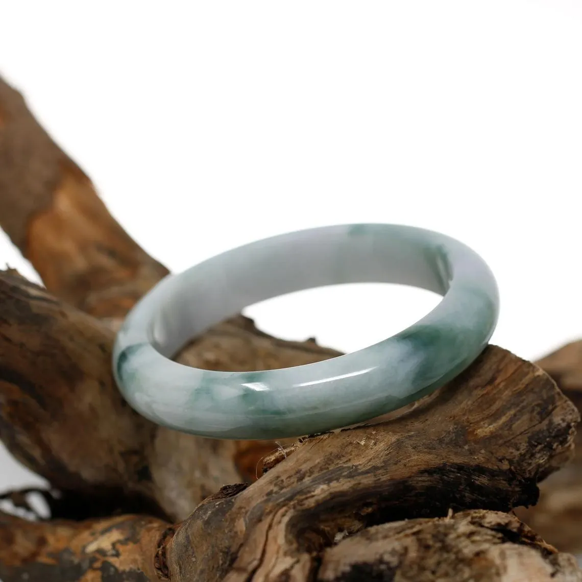 RealJade® Classic Bangle Natural Burmese Jadeite Jade Bangle Bracelet Real Jade Jadeite Jewelry ( 58.2 mm )#474