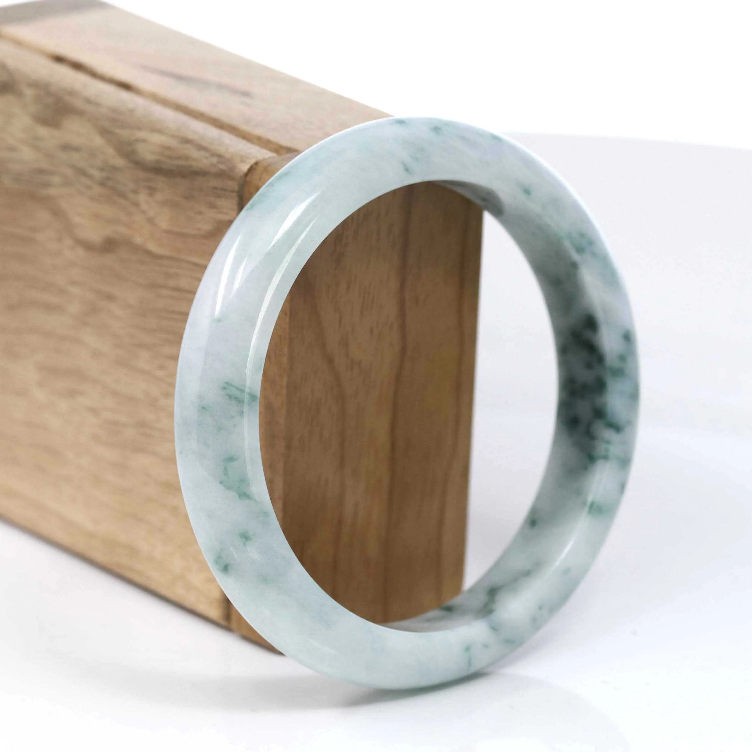 RealJade® Co. Blue-Green Classic Real Jadeite Jade Bangle Bracelet (59.51mm) #T080
