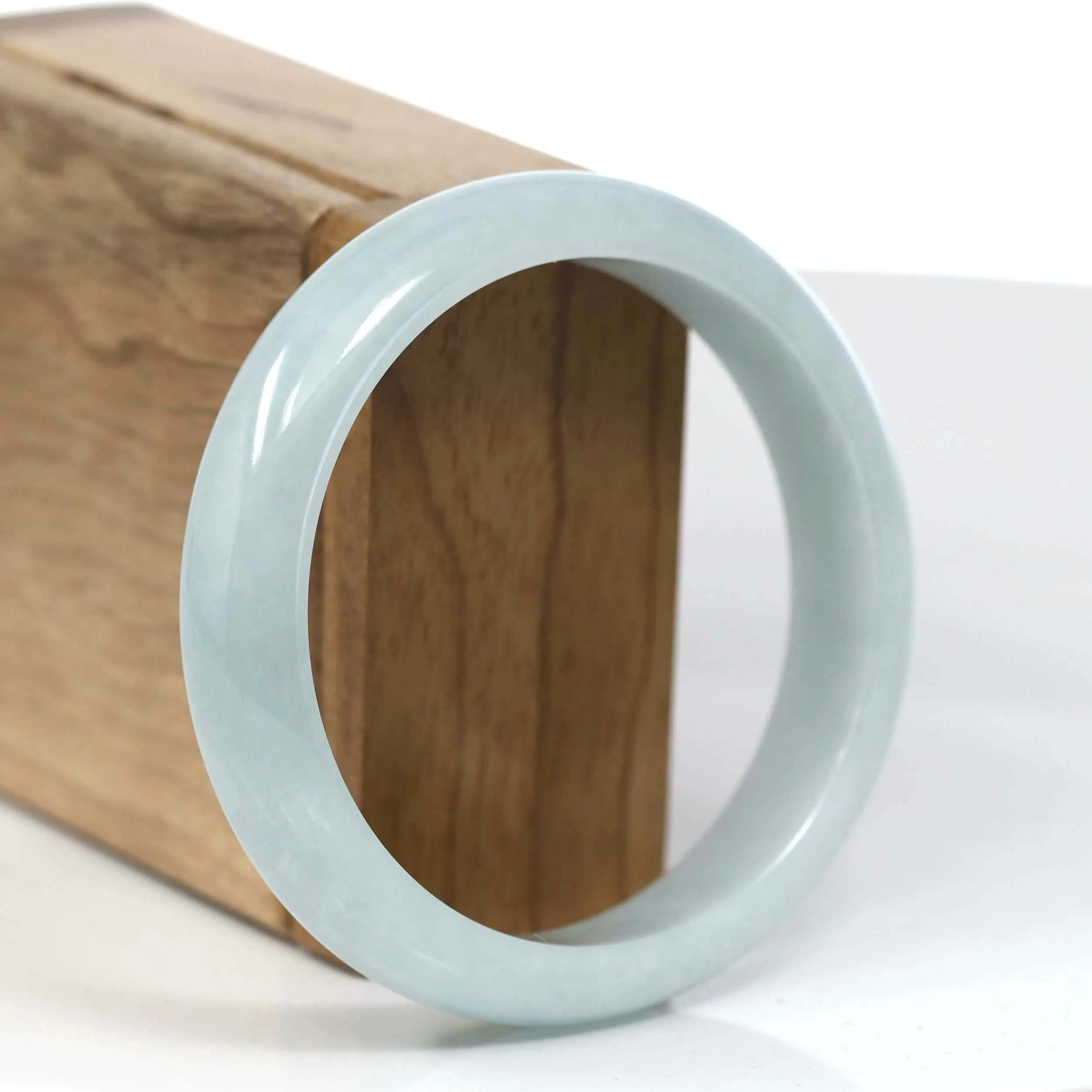 RealJade® Co. "Classic Bangle" Blue-Green Natural Burmese Jadeite Jade Bangle (58.56mm) #T119