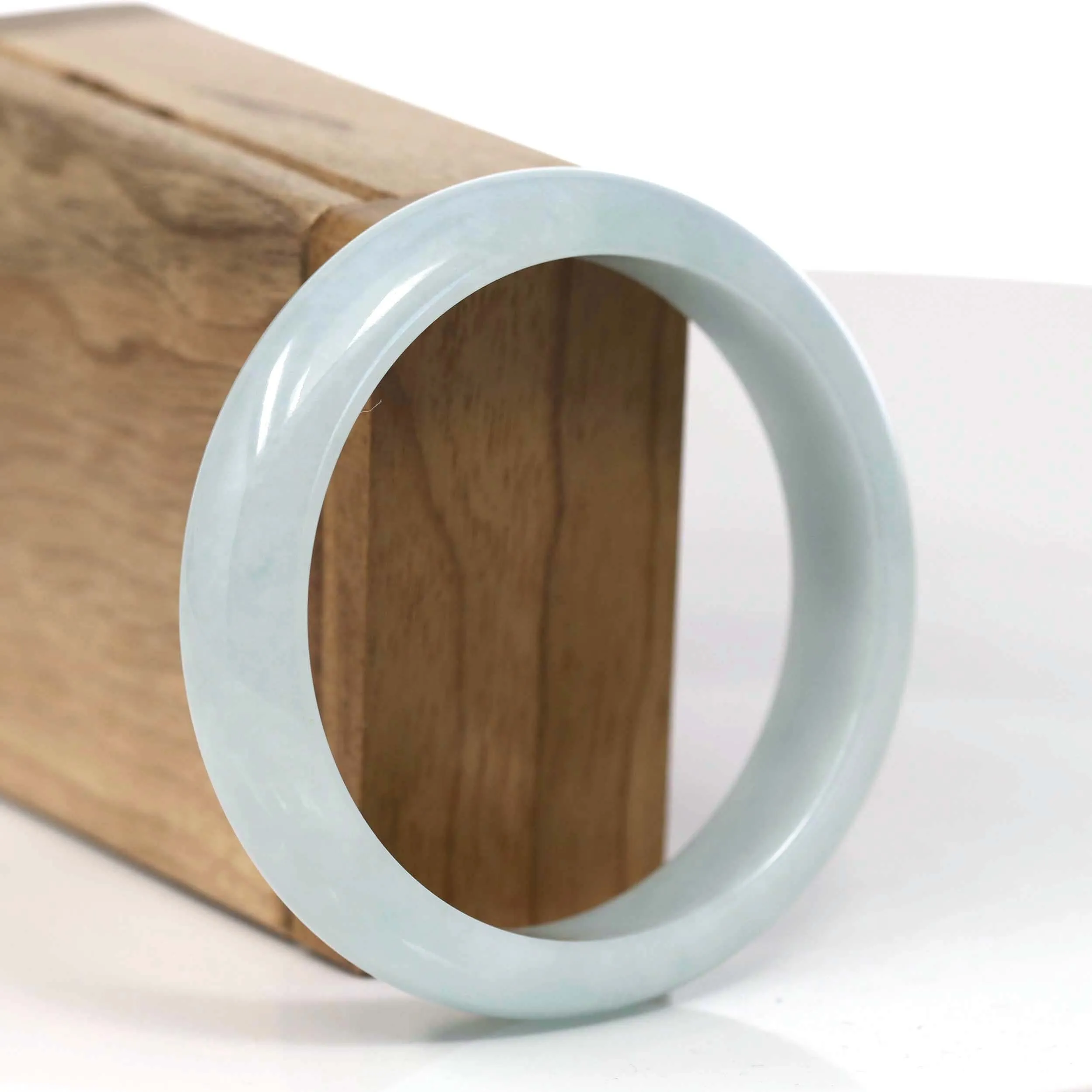 RealJade® Co. "Classic Bangle" Blue-Green Natural Burmese Jadeite Jade Bangle (58.56mm) #T119