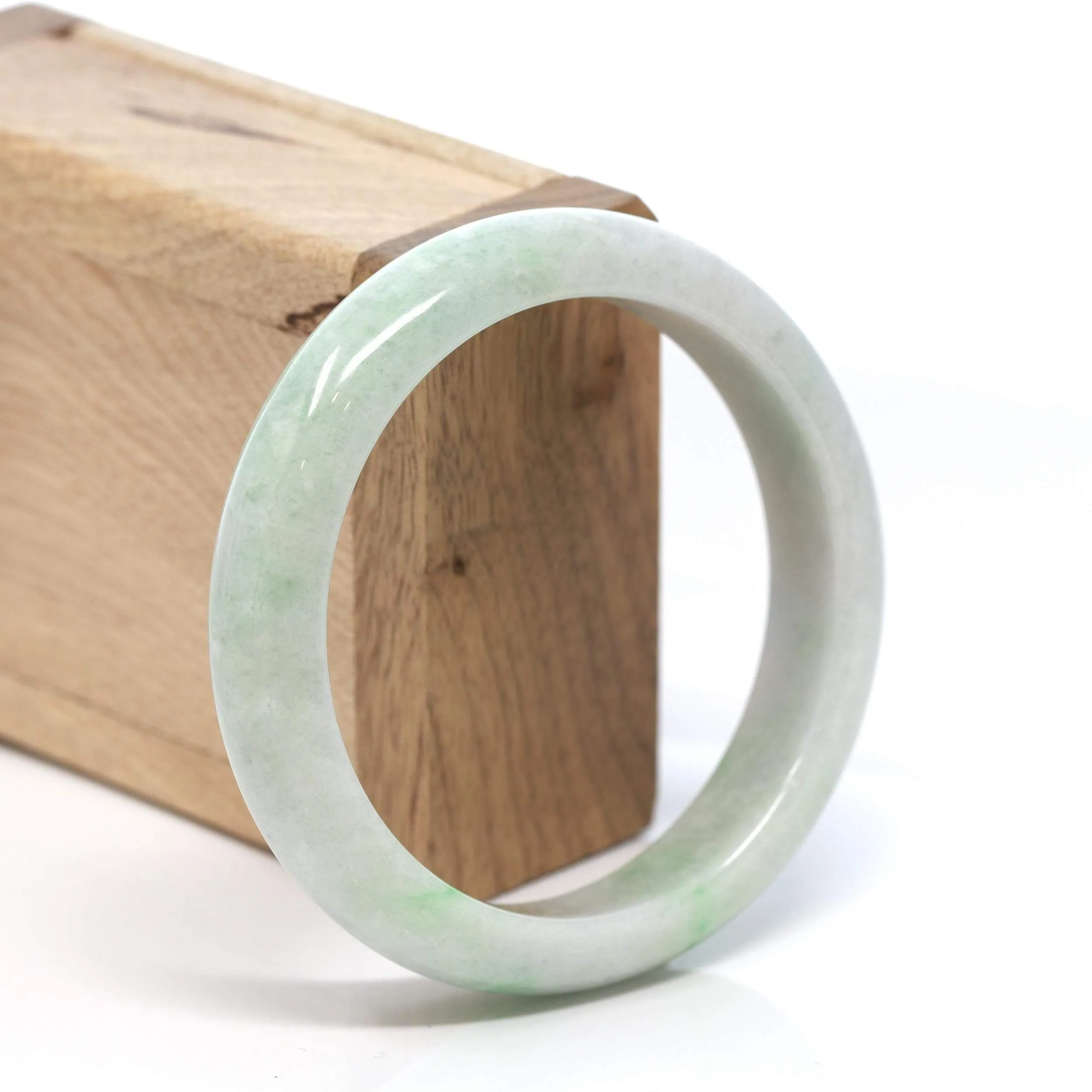 RealJade® Co. "Classic Bangle" Genuine Burmese Green Jadeite Jade Bangle Bracelet (58.6 mm) #179