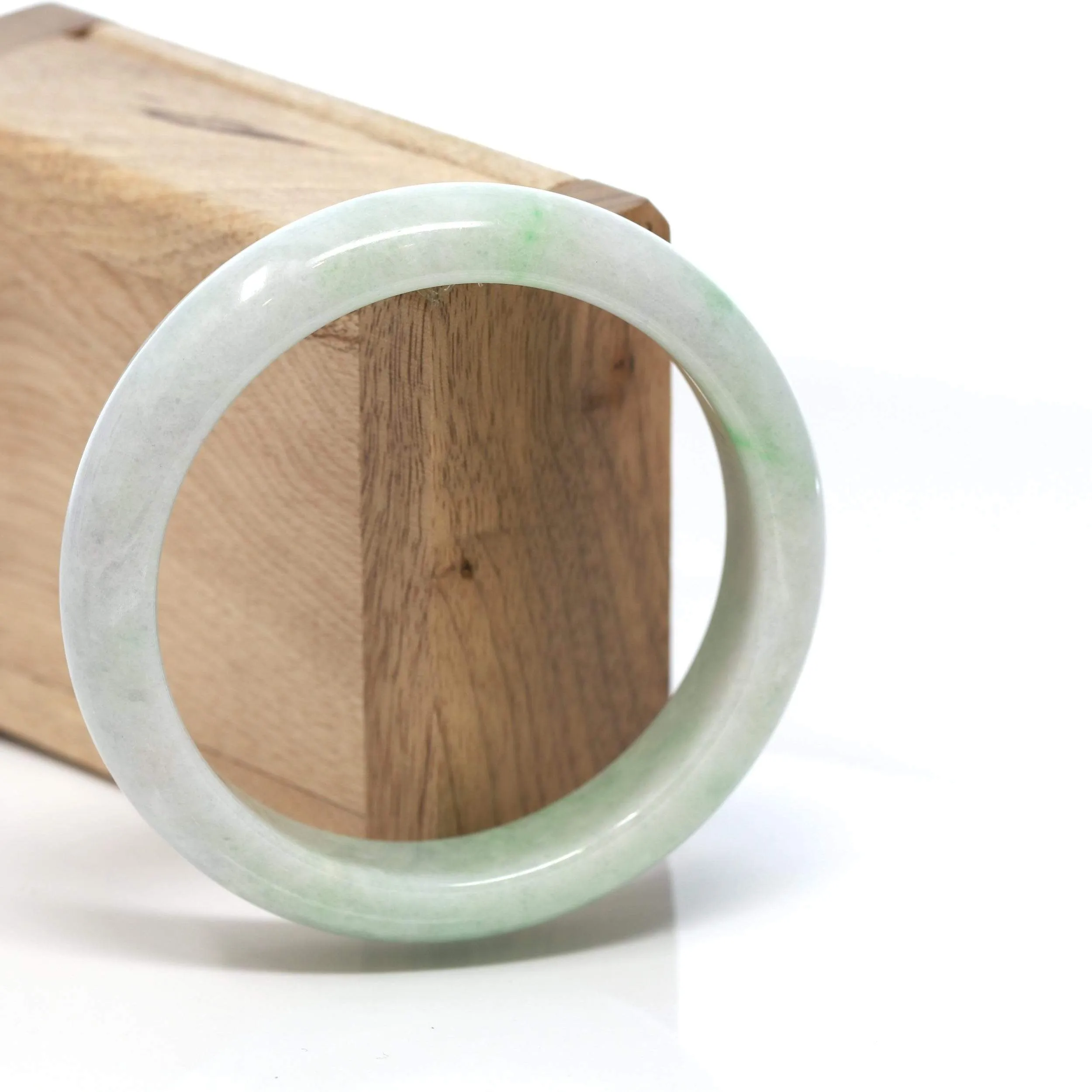 RealJade® Co. "Classic Bangle" Genuine Burmese Green Jadeite Jade Bangle Bracelet (58.6 mm) #179