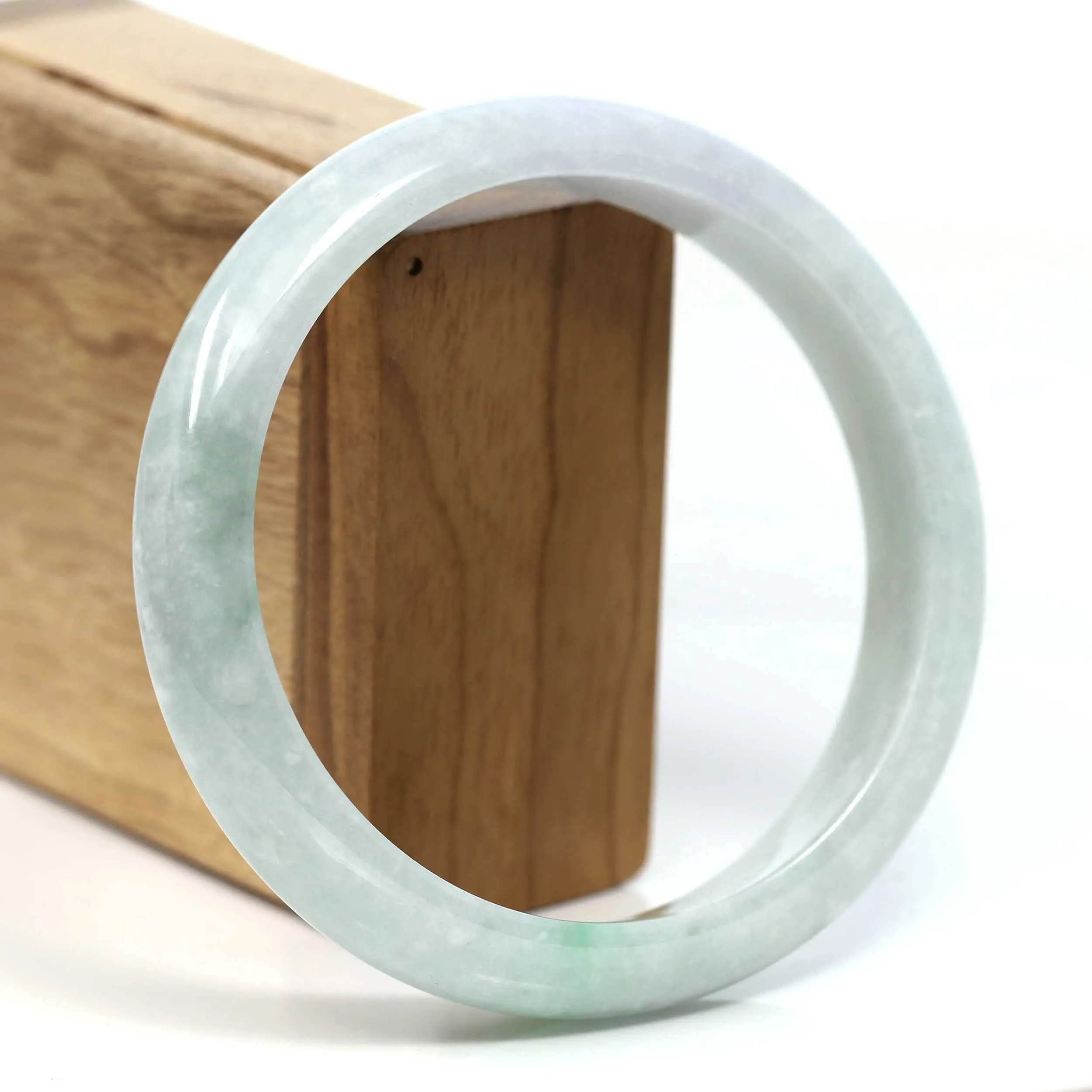 RealJade® Co. "Classic Bangle" Genuine Burmese Green Jadeite Jade Bangle Bracelet (62.71mm) #T231