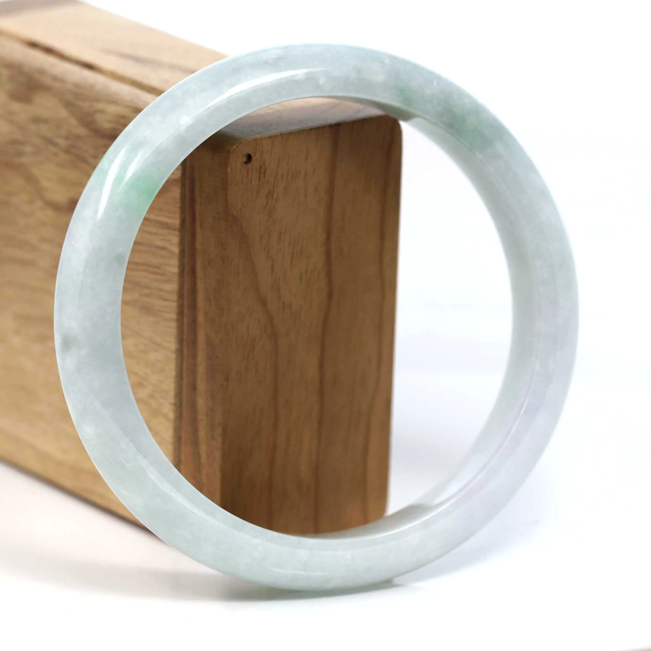 RealJade® Co. "Classic Bangle" Genuine Burmese Green Jadeite Jade Bangle Bracelet (62.71mm) #T231