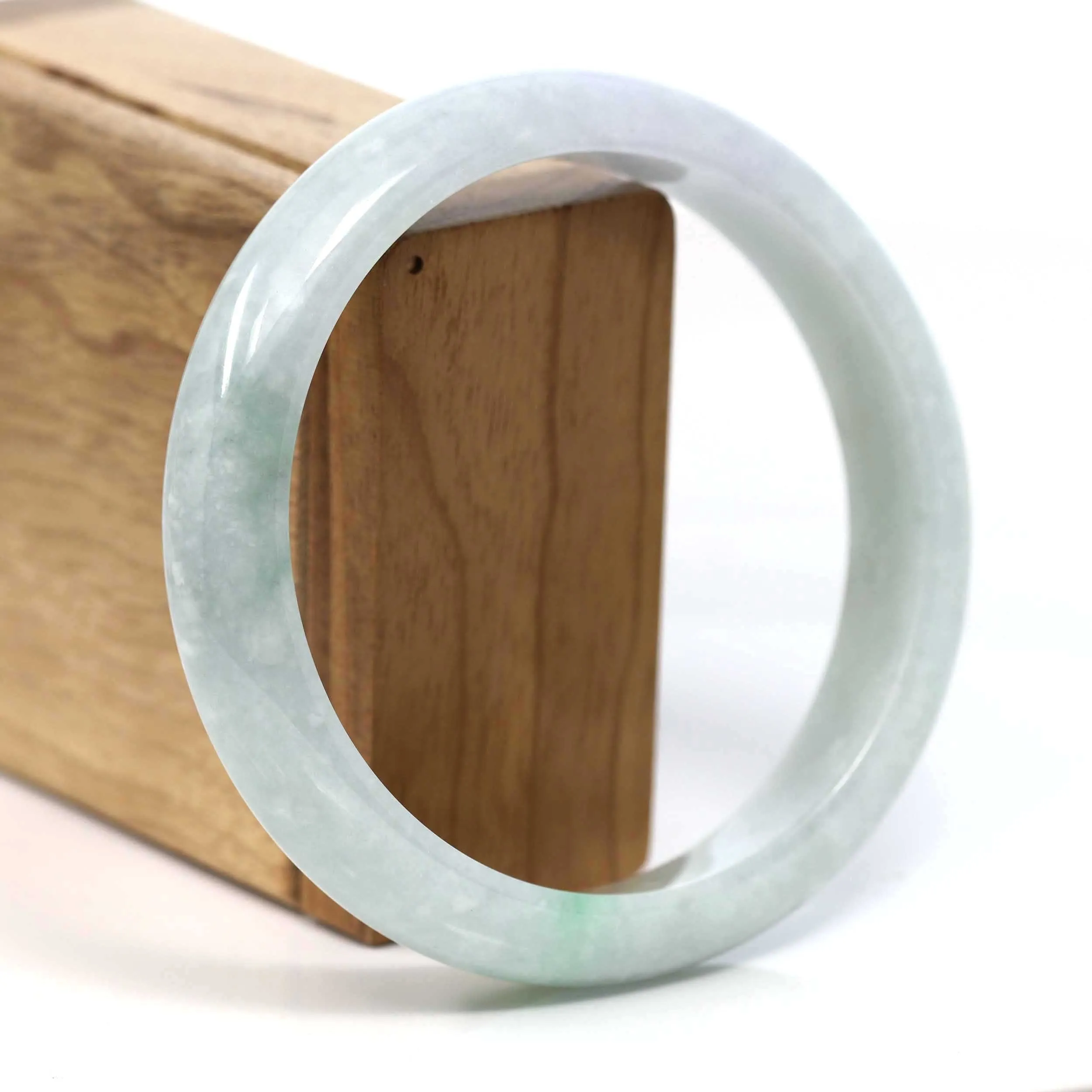RealJade® Co. "Classic Bangle" Genuine Burmese Green Jadeite Jade Bangle Bracelet (62.71mm) #T231