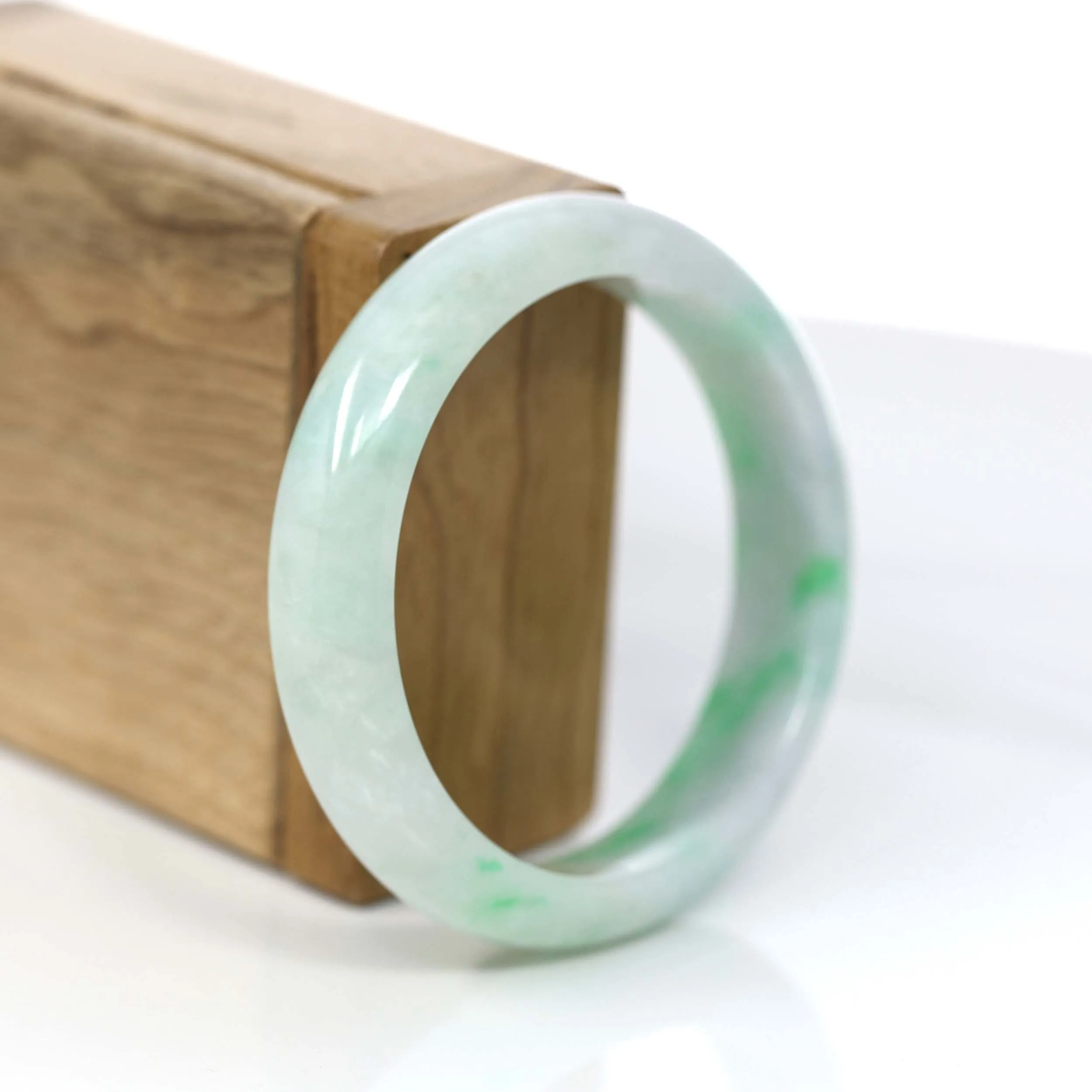 RealJade® Co. "Classic Bangle" Genuine Jadeite Jade Green Bangle Bracelet (55.84mm)#900