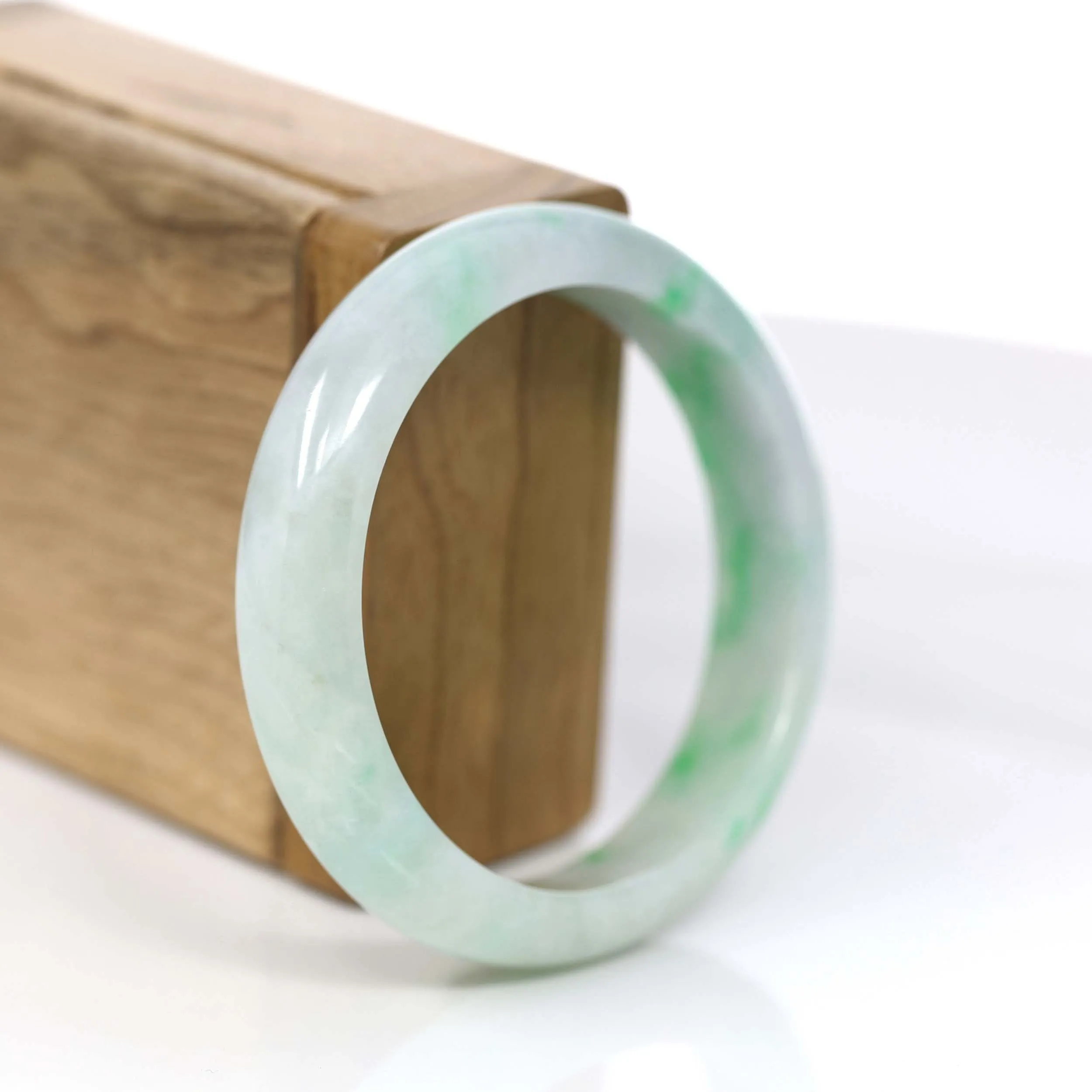 RealJade® Co. "Classic Bangle" Genuine Jadeite Jade Green Bangle Bracelet (55.84mm)#900