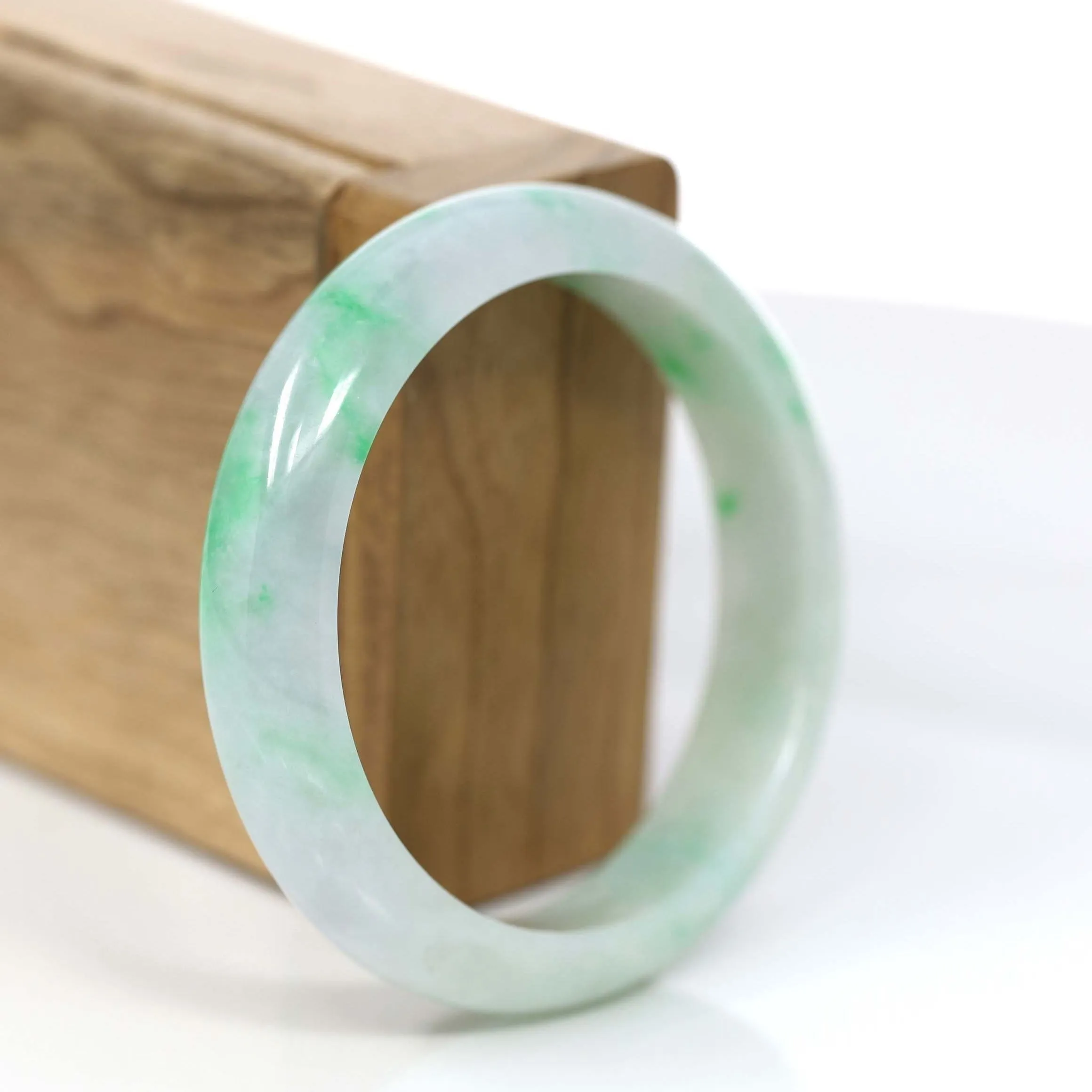 RealJade® Co. "Classic Bangle" Genuine Jadeite Jade Green Bangle Bracelet (55.84mm)#900