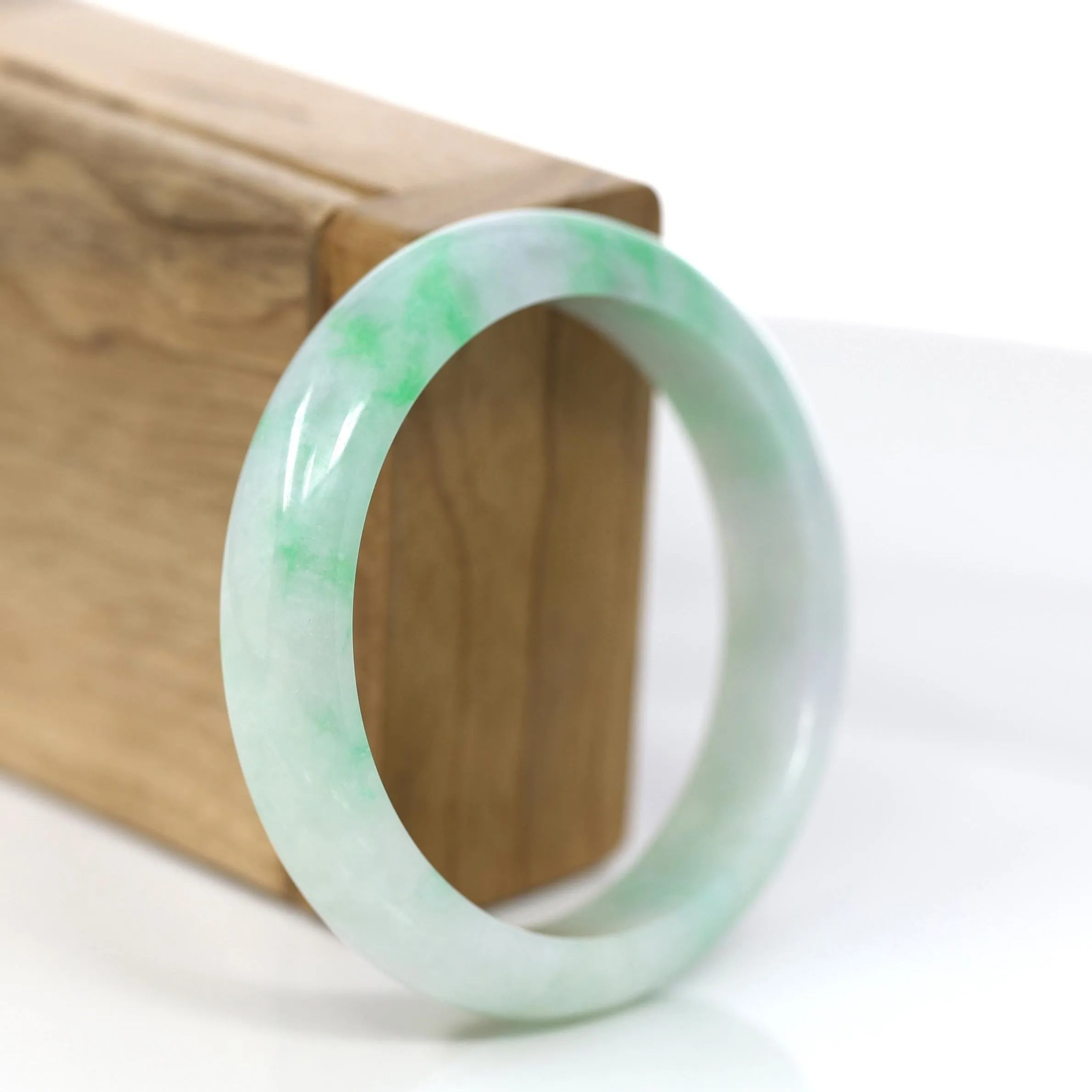 RealJade® Co. "Classic Bangle" Genuine Jadeite Jade Green Bangle Bracelet (55.84mm)#900