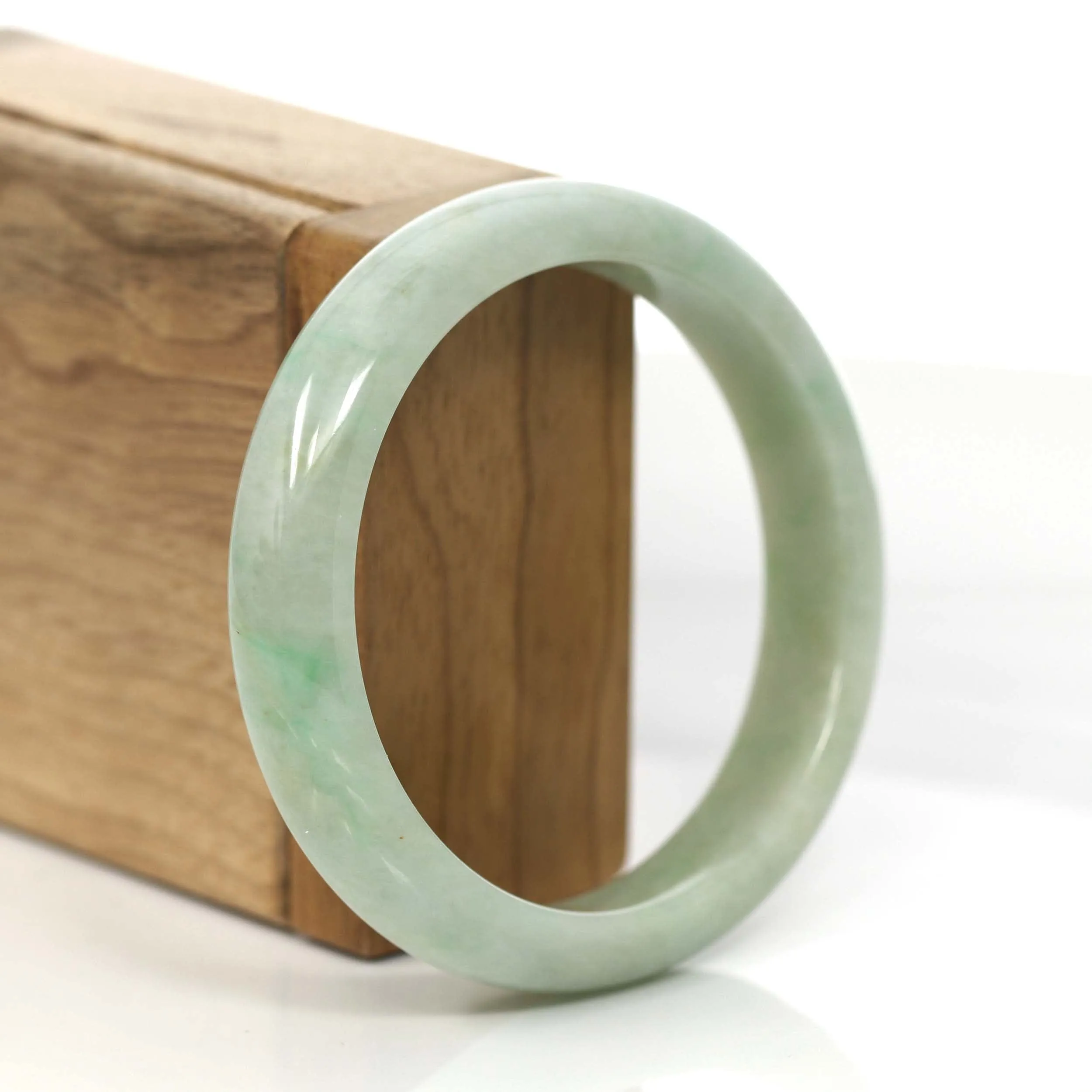 RealJade® Co.  "Classic Bangle" Green Natural Burmese Jadeite Jade Bangle (57.48 mm) #825