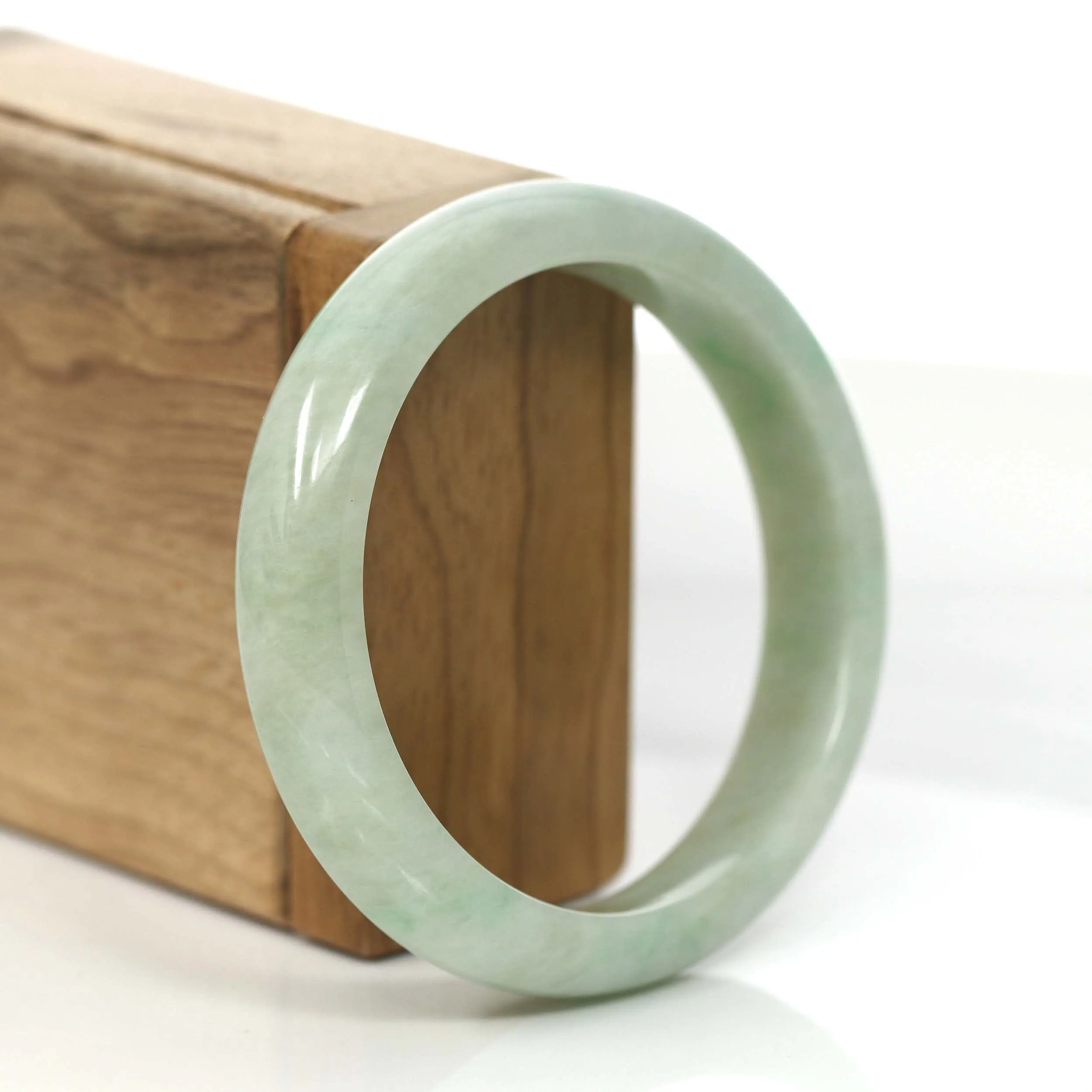 RealJade® Co.  "Classic Bangle" Green Natural Burmese Jadeite Jade Bangle (57.48 mm) #825
