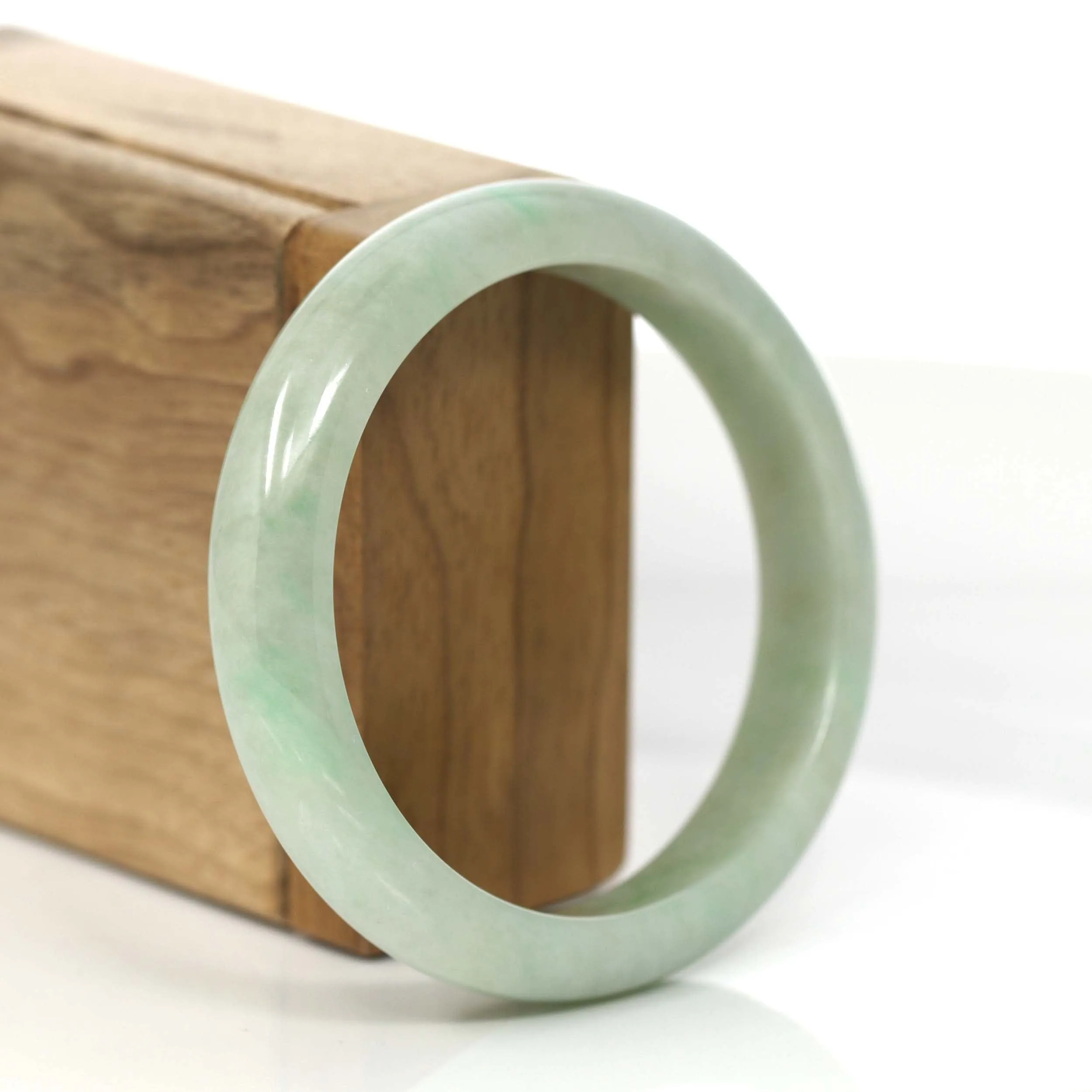 RealJade® Co.  "Classic Bangle" Green Natural Burmese Jadeite Jade Bangle (57.48 mm) #825