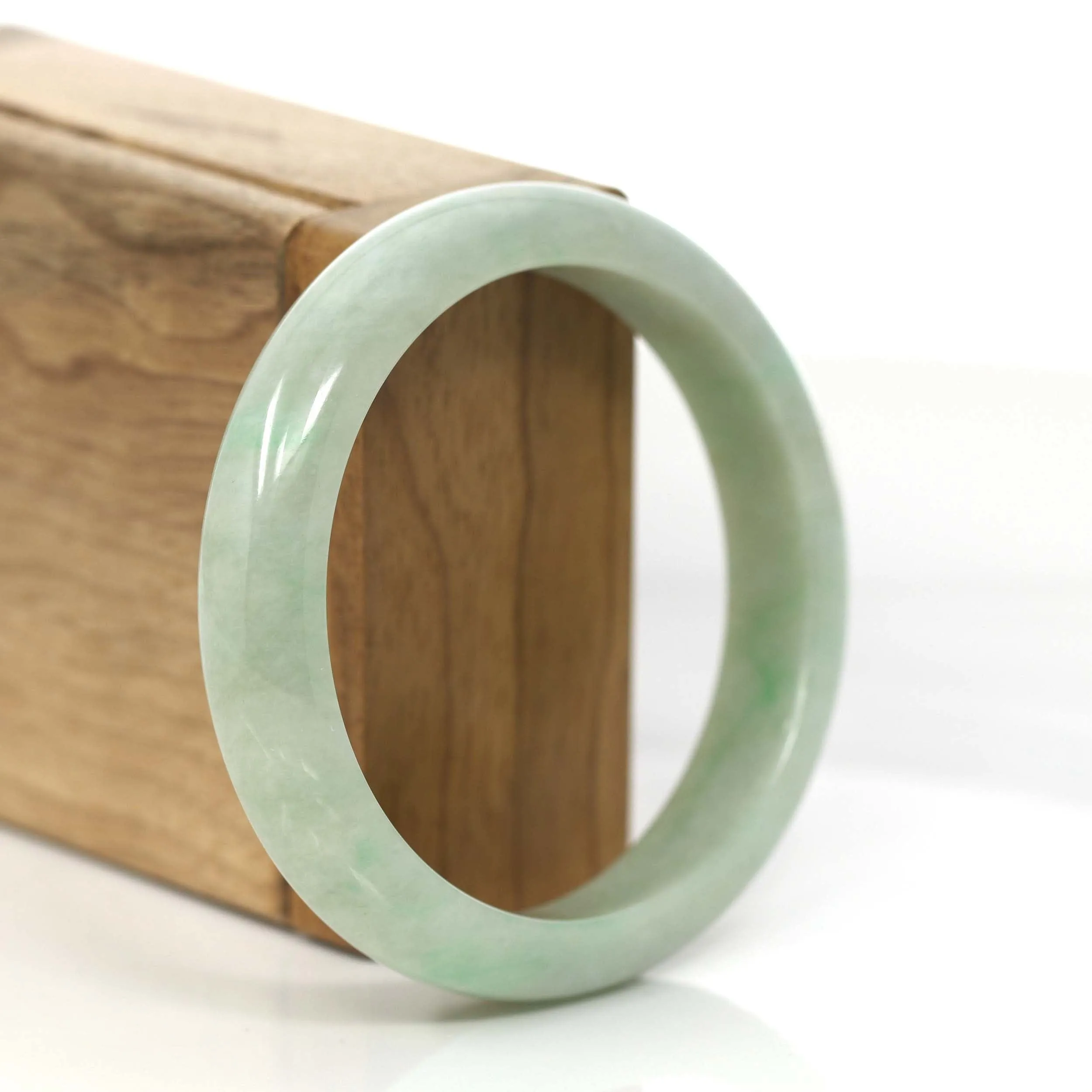 RealJade® Co.  "Classic Bangle" Green Natural Burmese Jadeite Jade Bangle (57.48 mm) #825