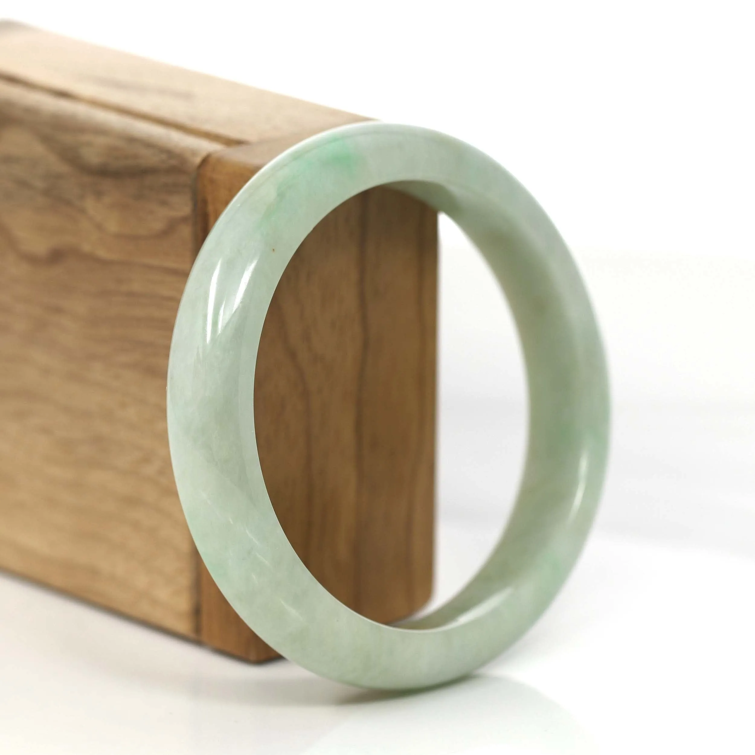 RealJade® Co.  "Classic Bangle" Green Natural Burmese Jadeite Jade Bangle (57.48 mm) #825
