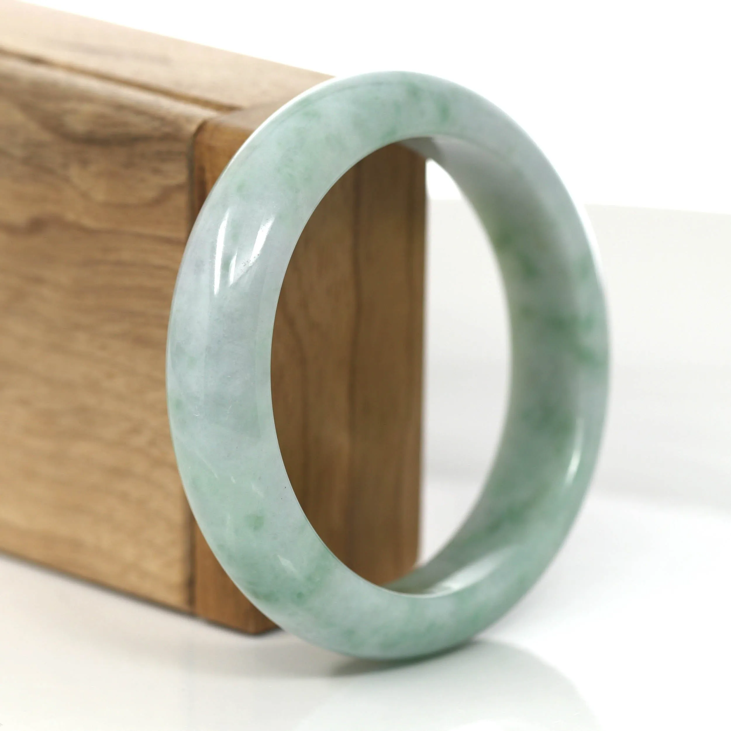 RealJade® Co. "Classic Bangle" Green Natural Burmese Jadeite Jade Bangle (58.09mm) #854