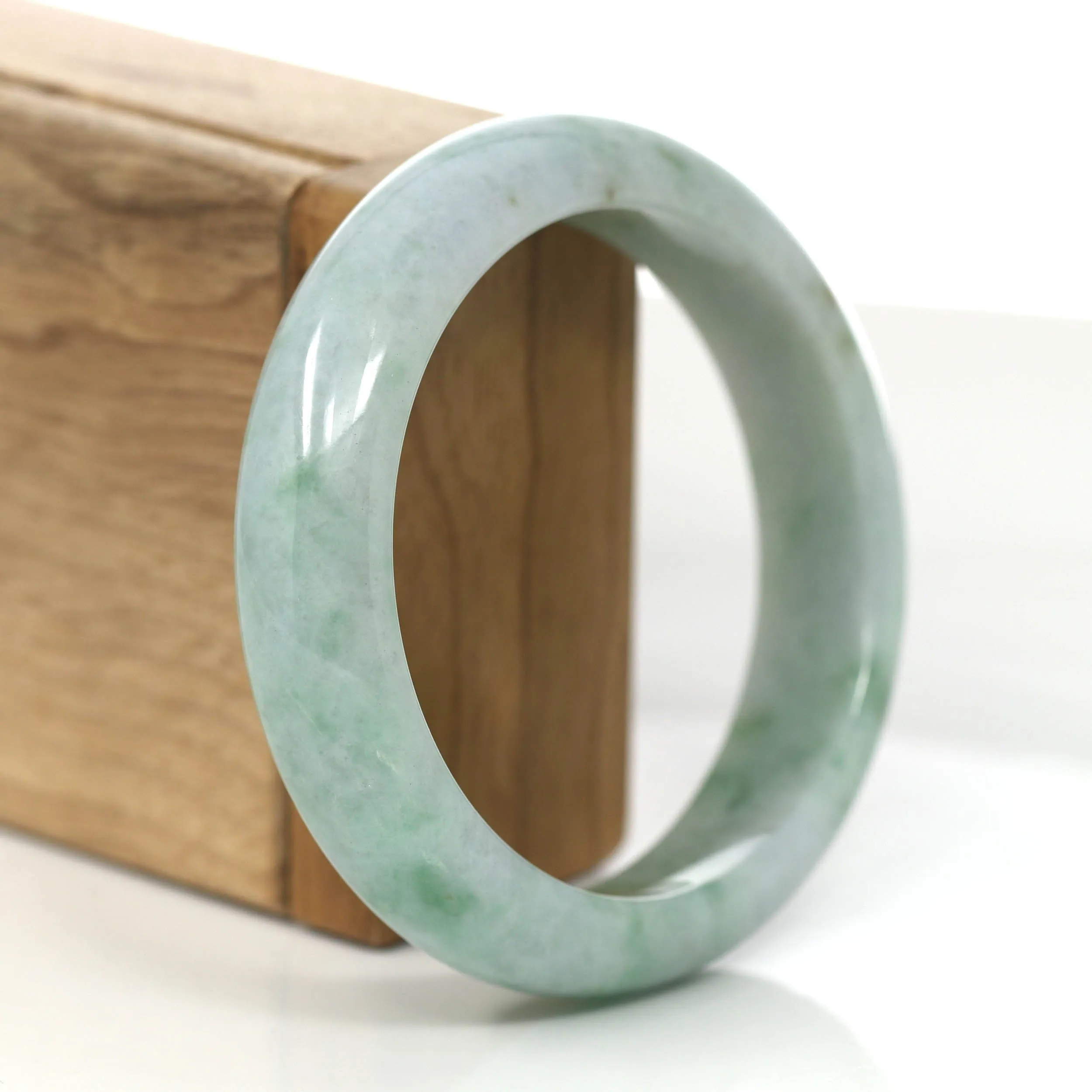 RealJade® Co. "Classic Bangle" Green Natural Burmese Jadeite Jade Bangle (58.09mm) #854