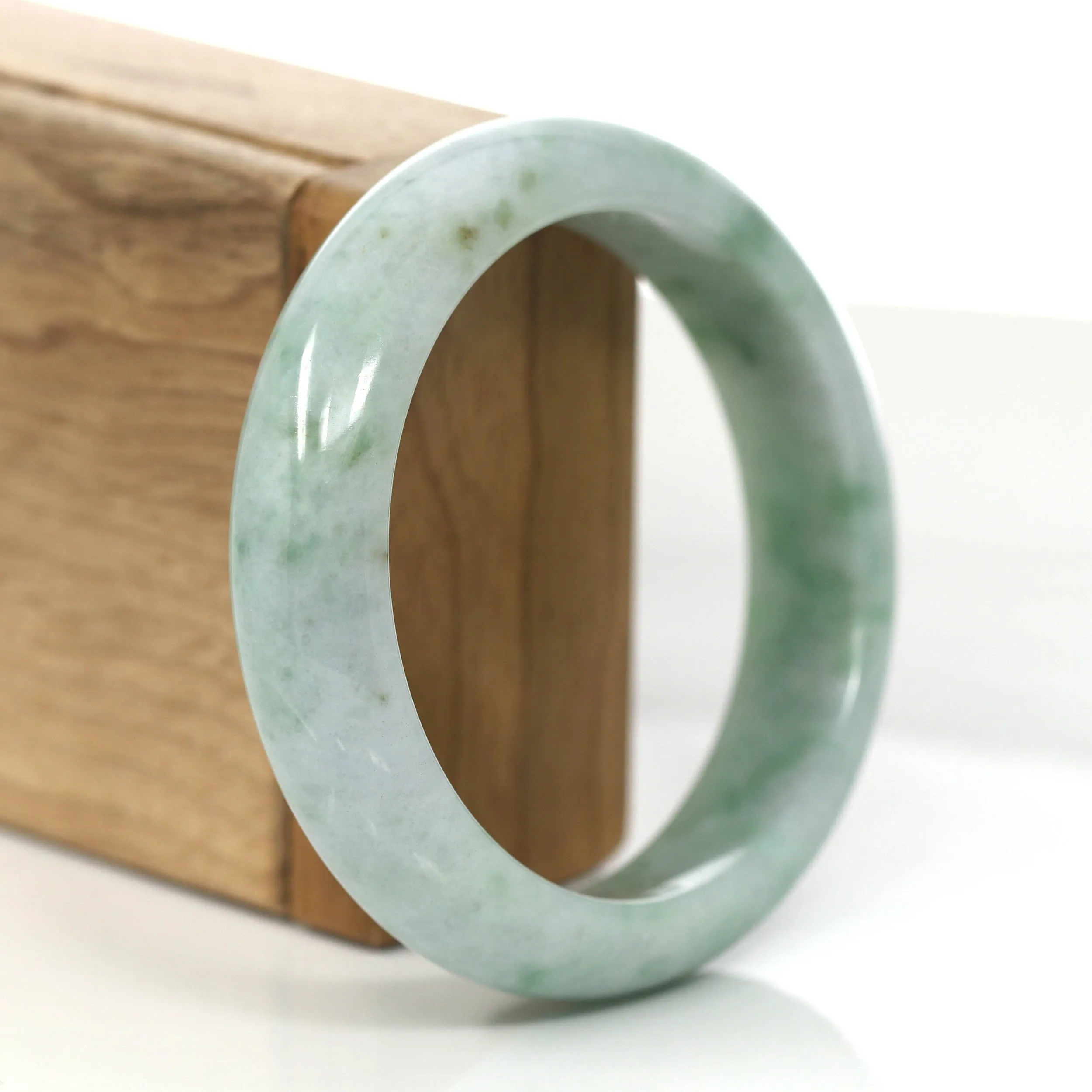 RealJade® Co. "Classic Bangle" Green Natural Burmese Jadeite Jade Bangle (58.09mm) #854