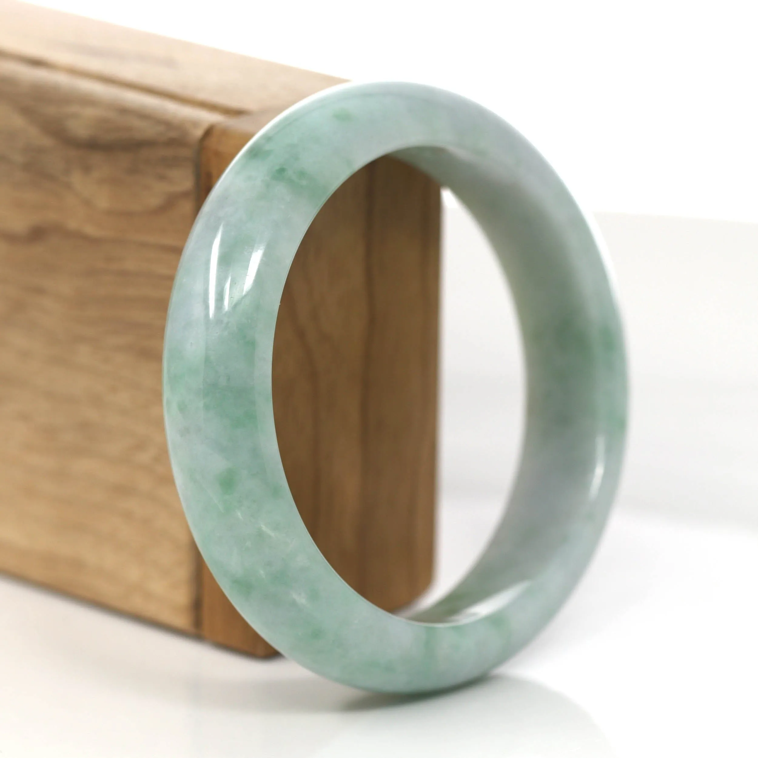 RealJade® Co. "Classic Bangle" Green Natural Burmese Jadeite Jade Bangle (58.09mm) #854