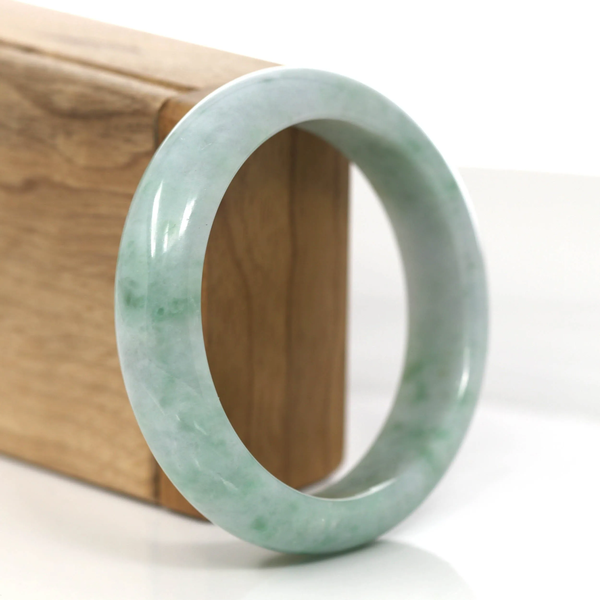 RealJade® Co. "Classic Bangle" Green Natural Burmese Jadeite Jade Bangle (58.09mm) #854